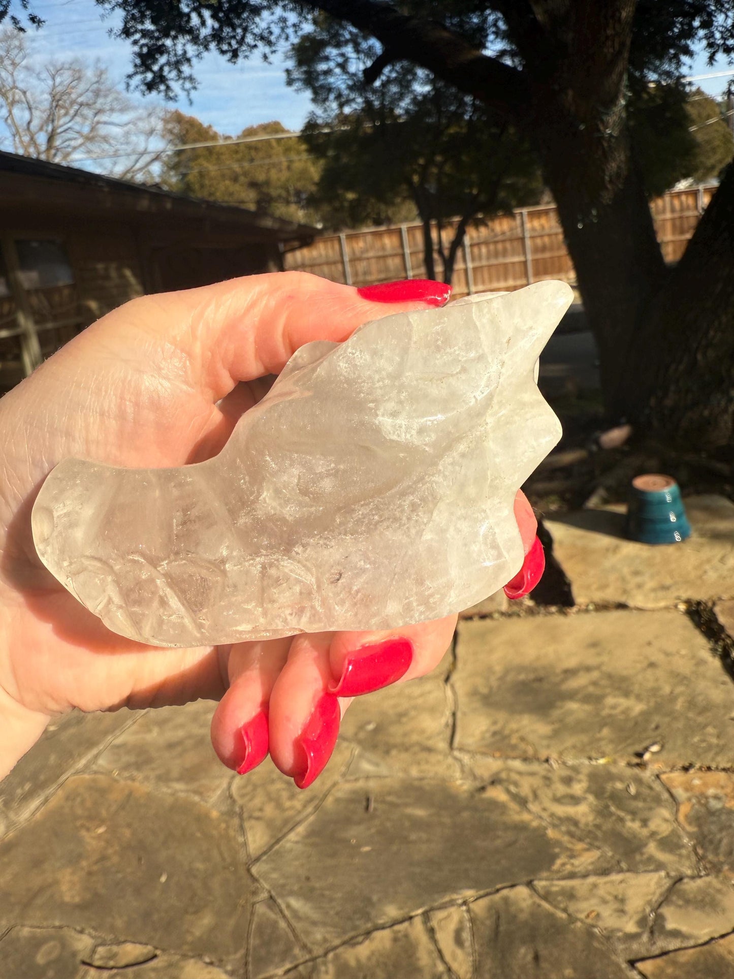 Quartz Crystal Dragon Head Skull, 3.5”, new, beautiful carving, crystals healing practice, gift, altar