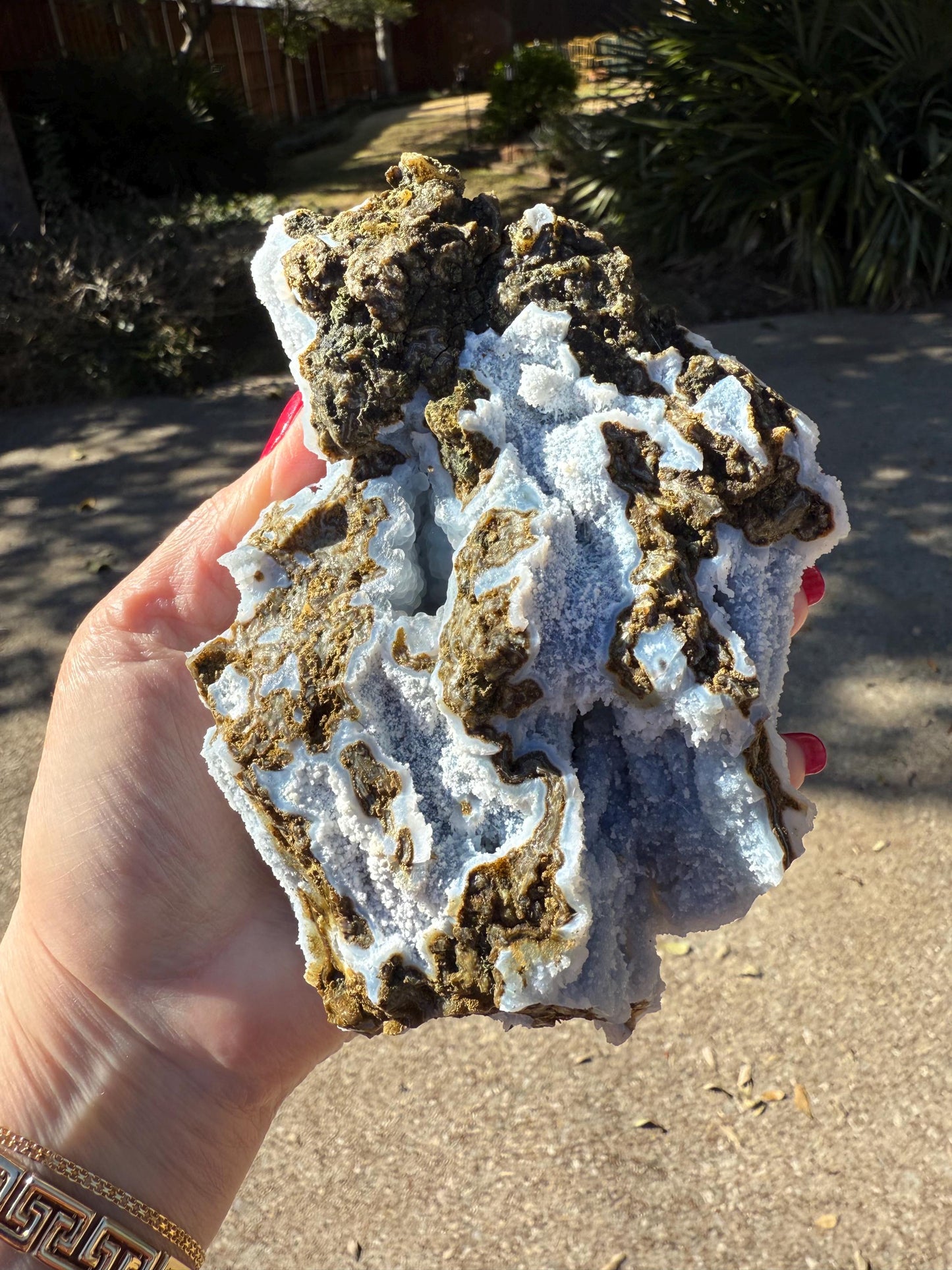 Blue Chalcedony Apophyllite with sparkle, celadonite, new, 5.5”, high vibration crystals, gifts, altar