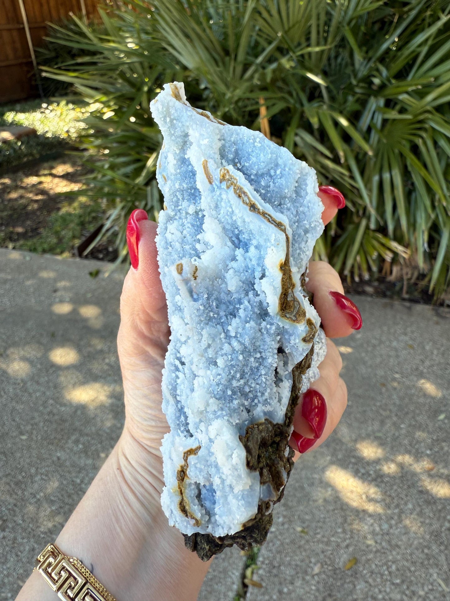 Blue Chalcedony Apophyllite with sparkle, celadonite, new, 5.5”, high vibration crystals, gifts, altar