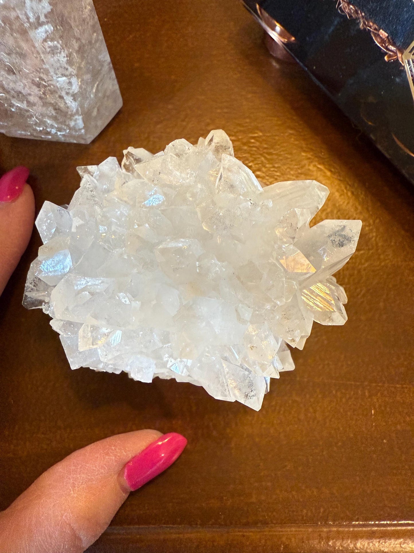 Apophyllite Fairy Hedgehog Rosette Bed with points like diamonds, new, high vibration crystals, gifts, altar, 3.5”