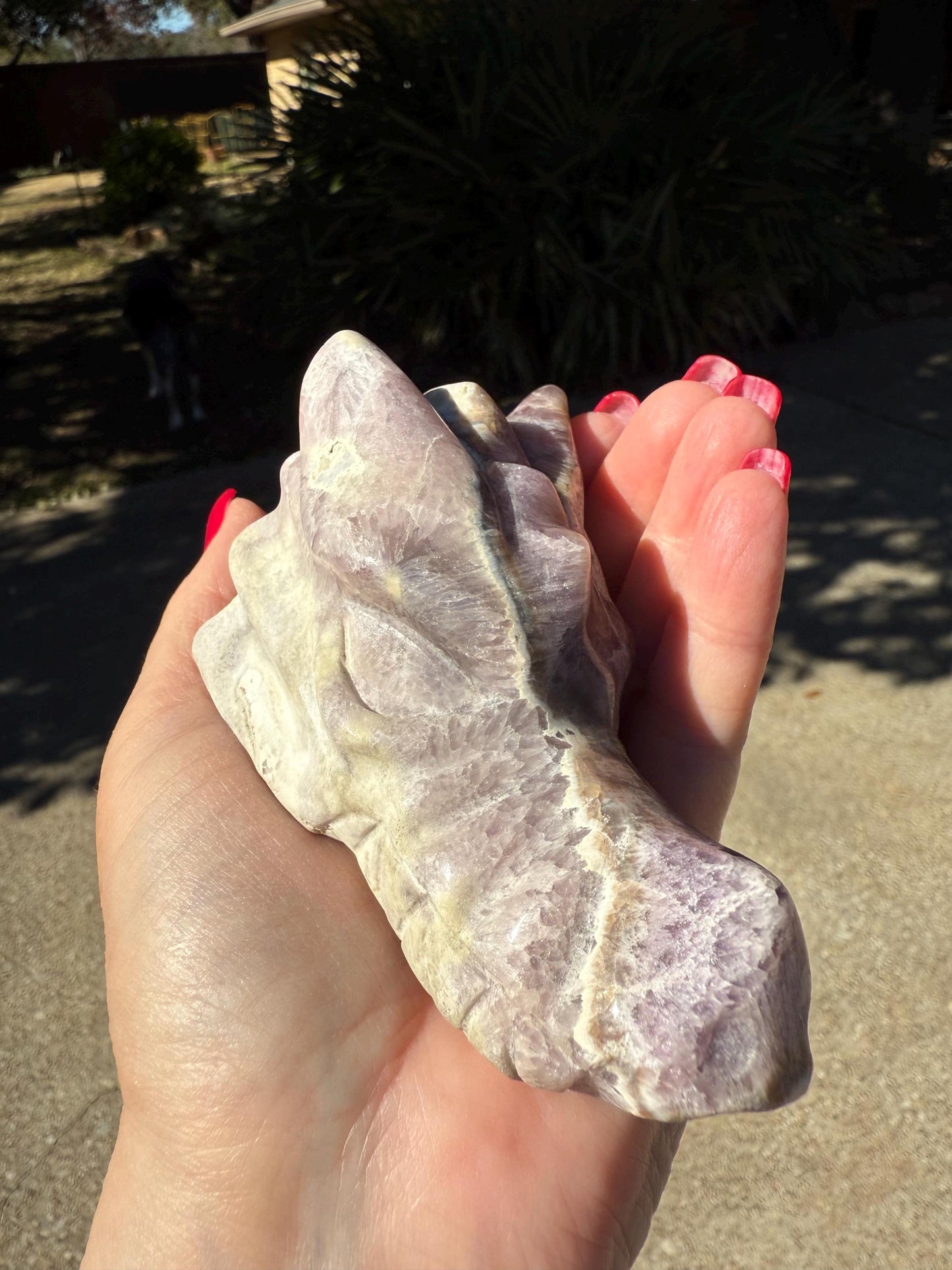 Amethyst Dragon, New palm stone dragon, 4”, crystal healing, gifts, altar, high vibration crystals