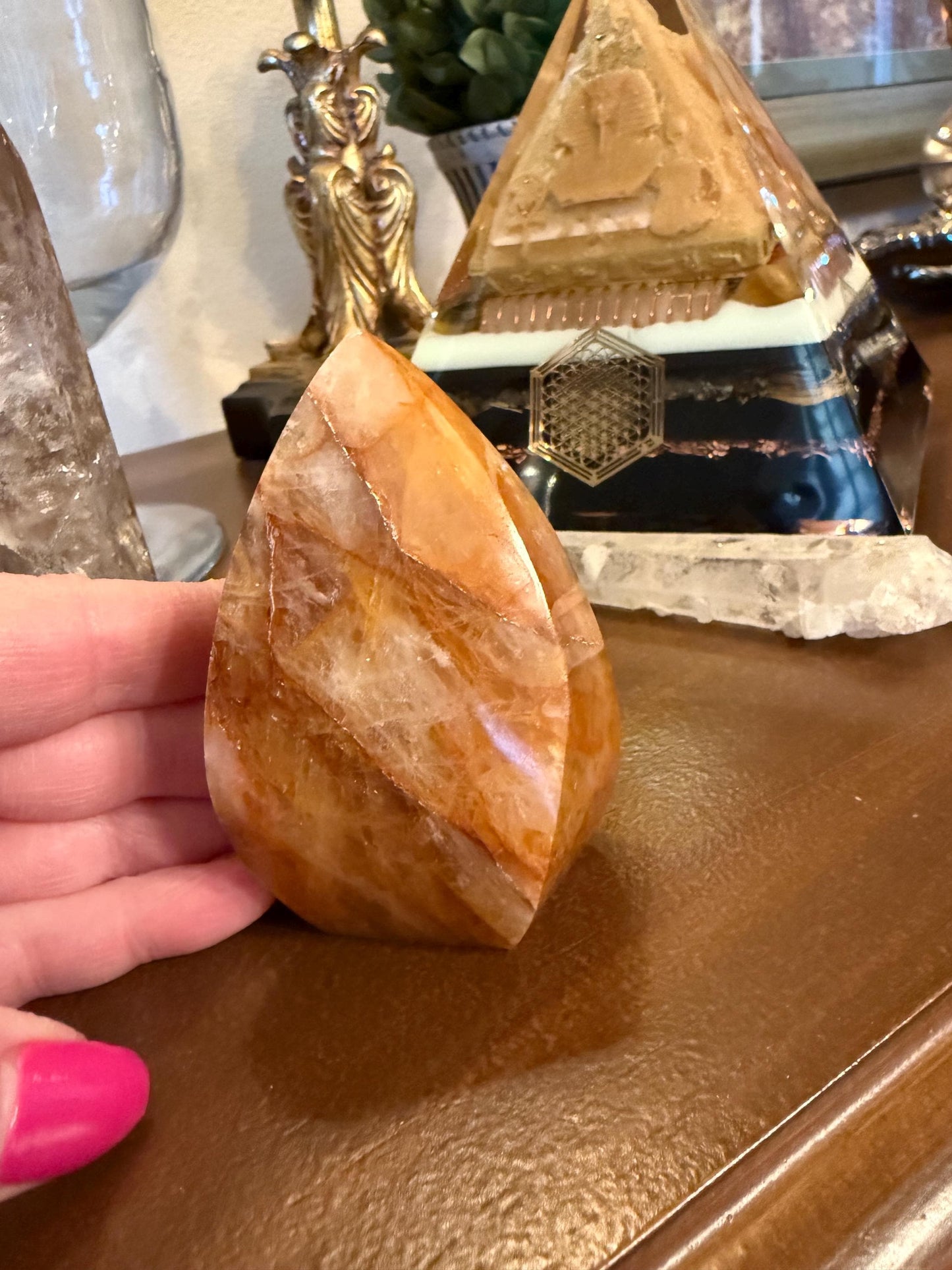 Golden Healer Flame, new, altar, gifts, tarot, crystal healing, high vibration crystals, 3.5”