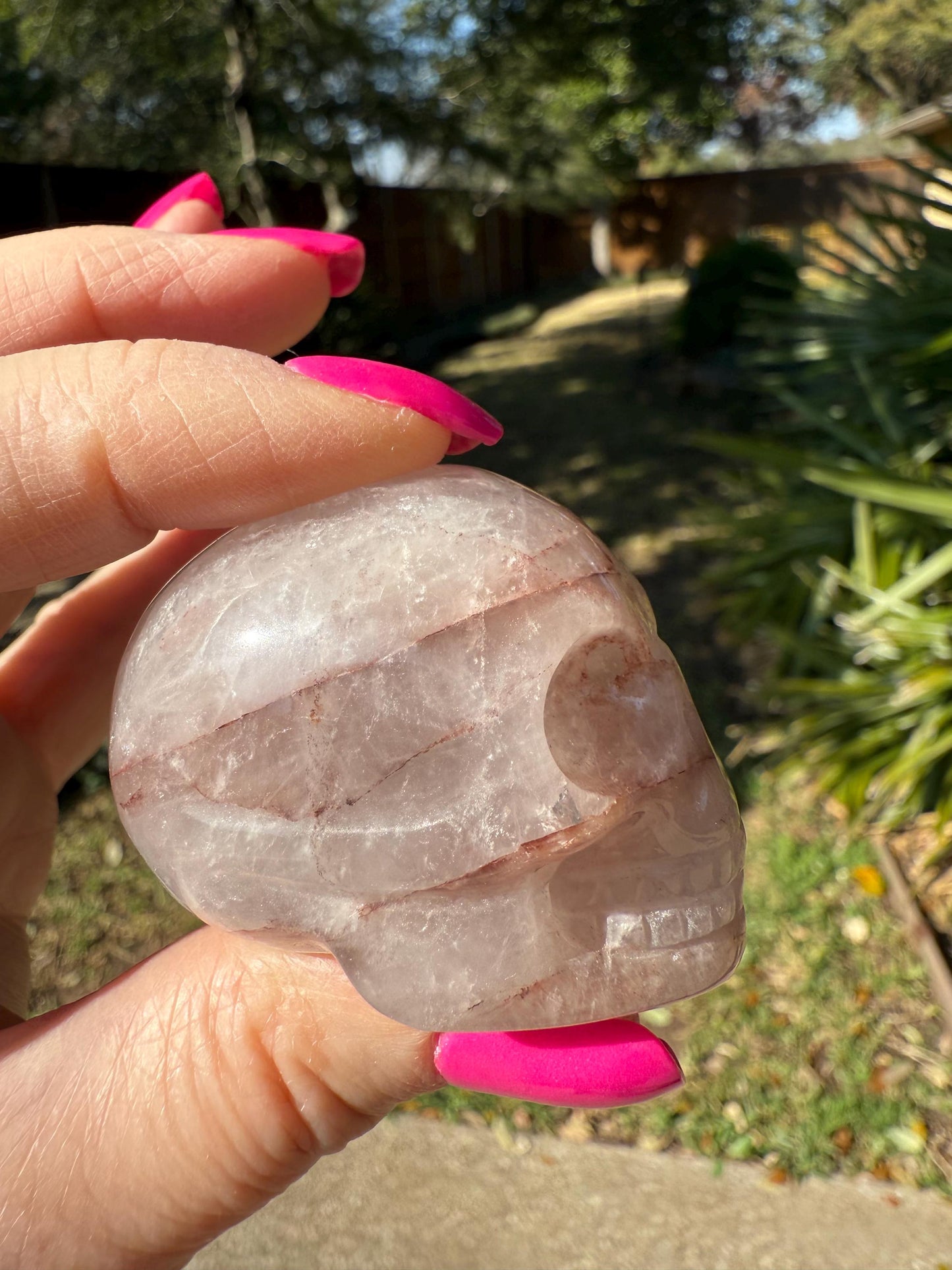 Fire Quartz Skull, New, 1.8”, gift, high vibration crystals, crystal healing