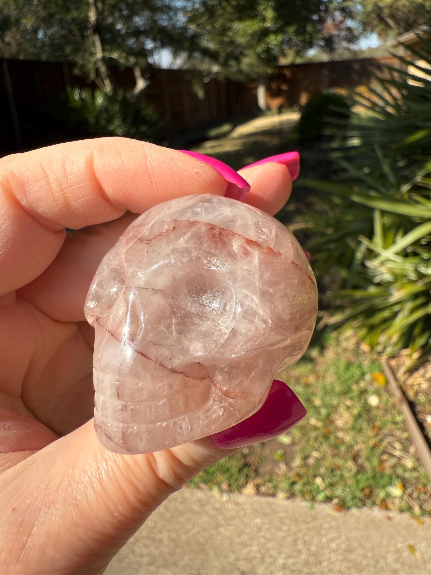 Fire Quartz Skull, New, 1.8”, gift, high vibration crystals, crystal healing