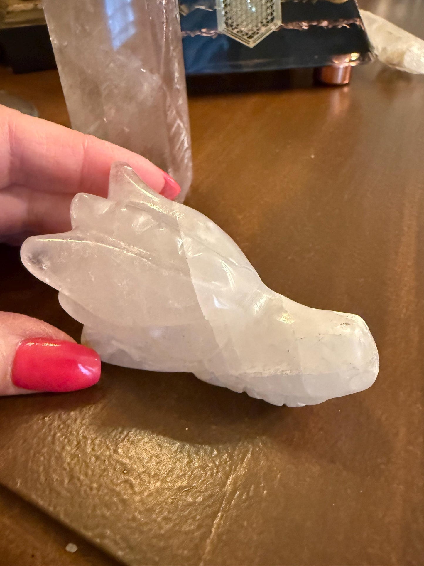 Quartz Crystal Dragon Head Skull, 2.75”, new, beautiful carving, crystals healing practice, gift, altar