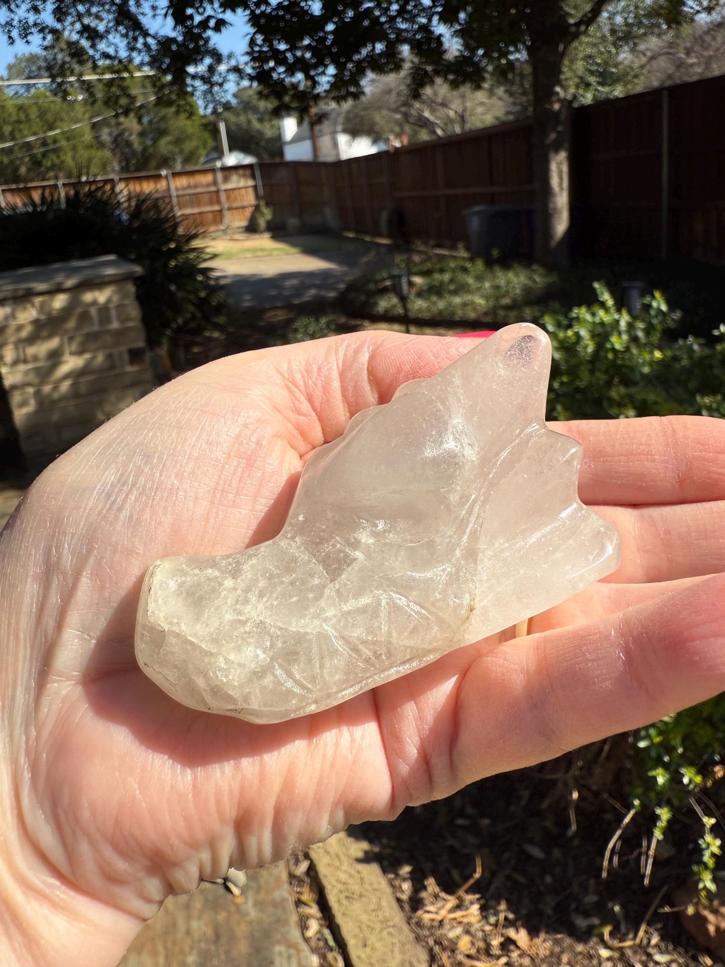 Quartz Crystal Dragon Head Skull, 2.75”, new, beautiful carving, crystals healing practice, gift, altar