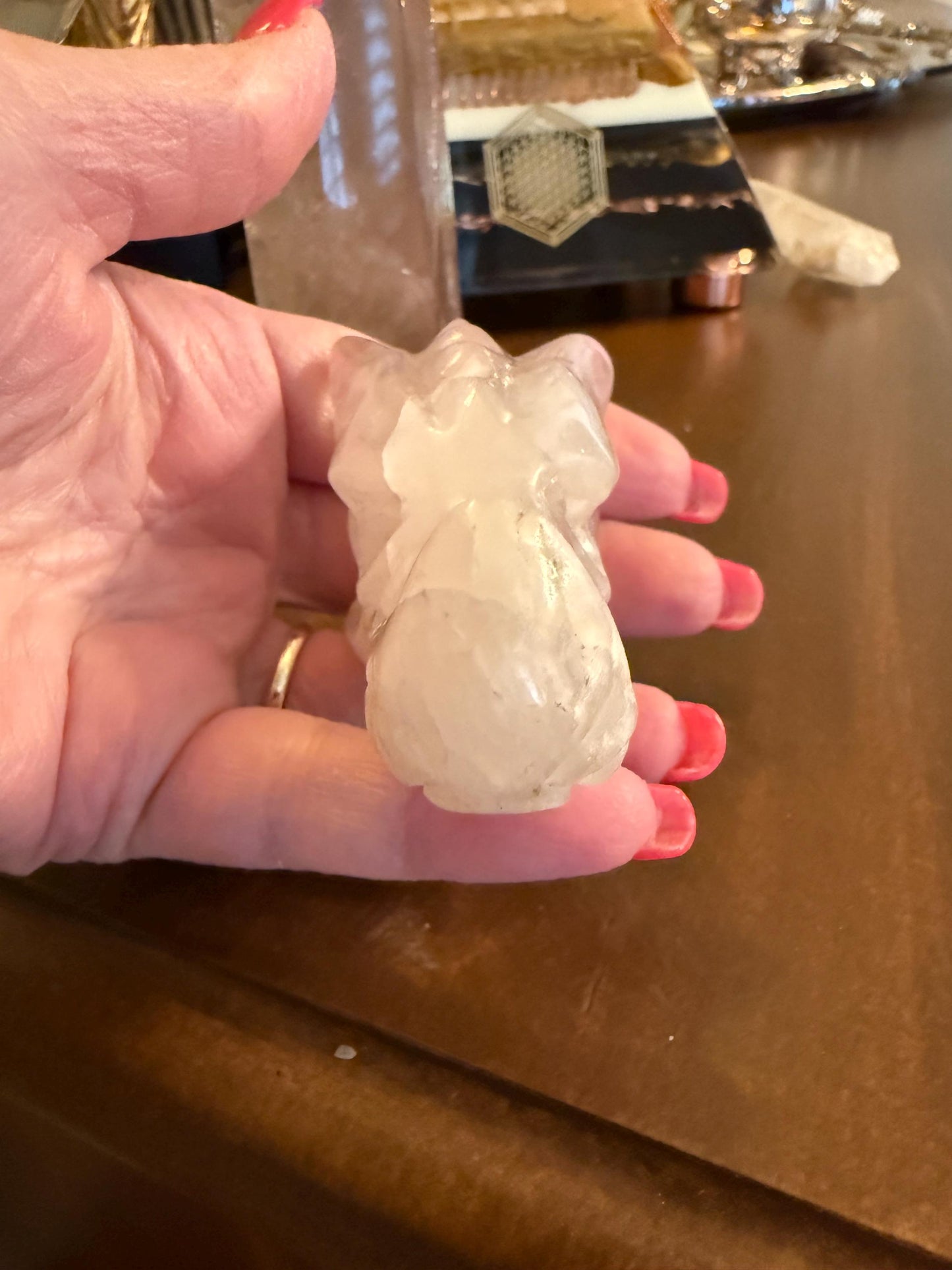 Quartz Crystal Dragon Head Skull, 2.75”, new, beautiful carving, crystals healing practice, gift, altar