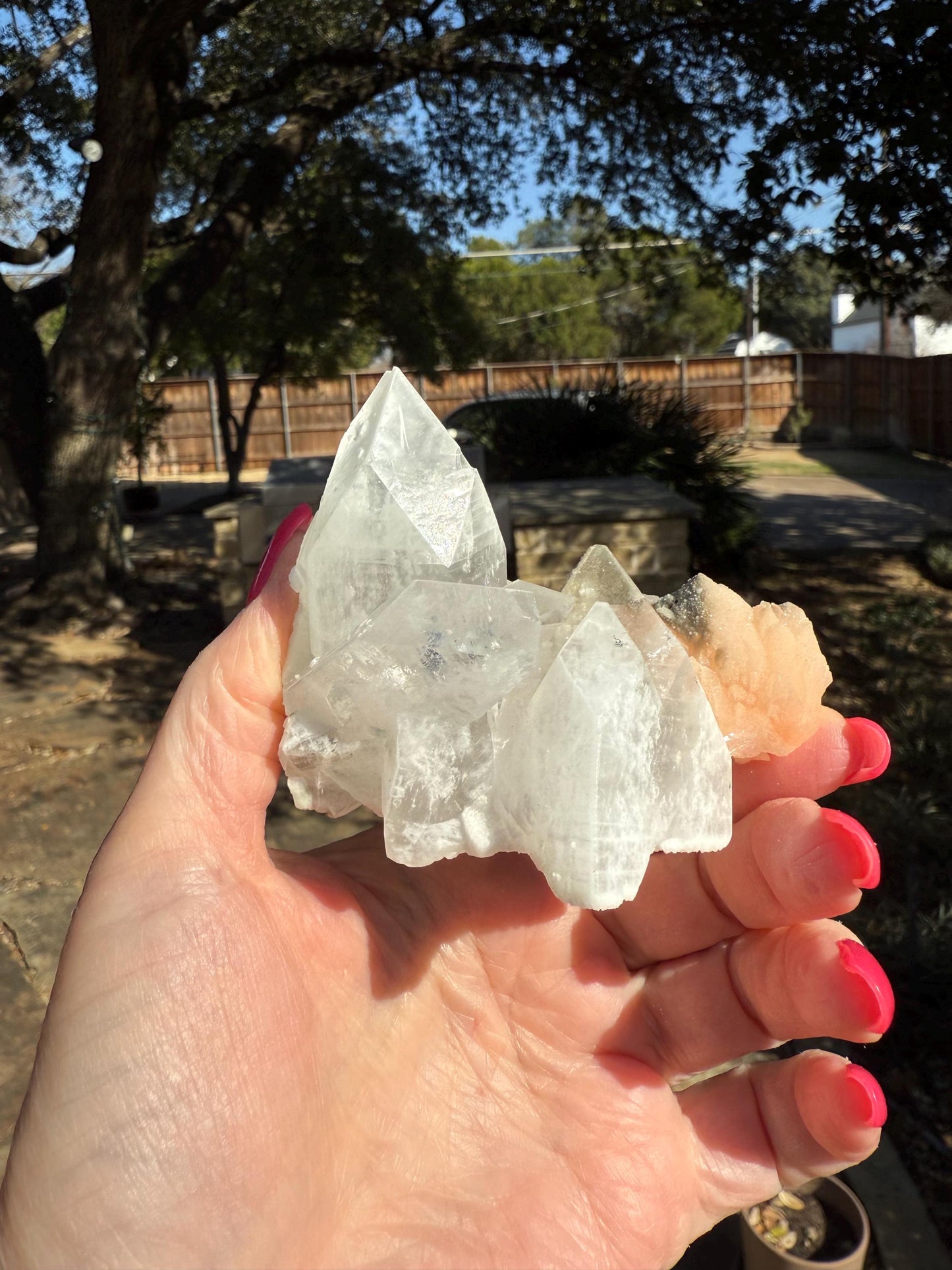 Apophyllite Fairy Bed with points like diamonds, new, peach stilbite, high vibration crystals, gifts, altar