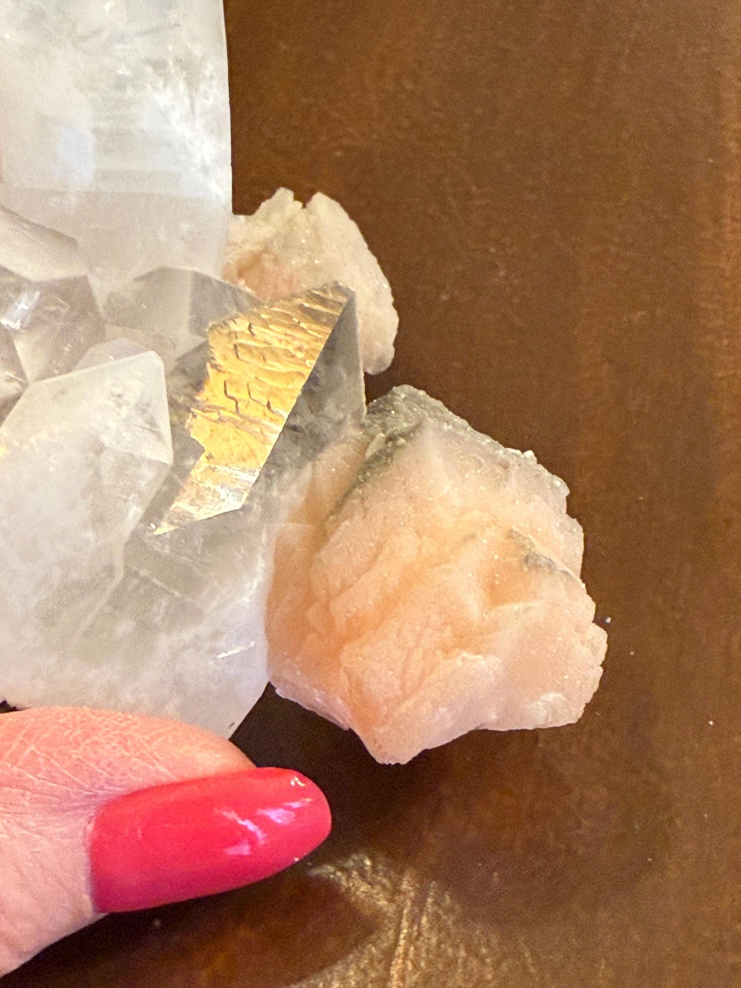 Apophyllite Fairy Bed with points like diamonds, new, peach stilbite, high vibration crystals, gifts, altar