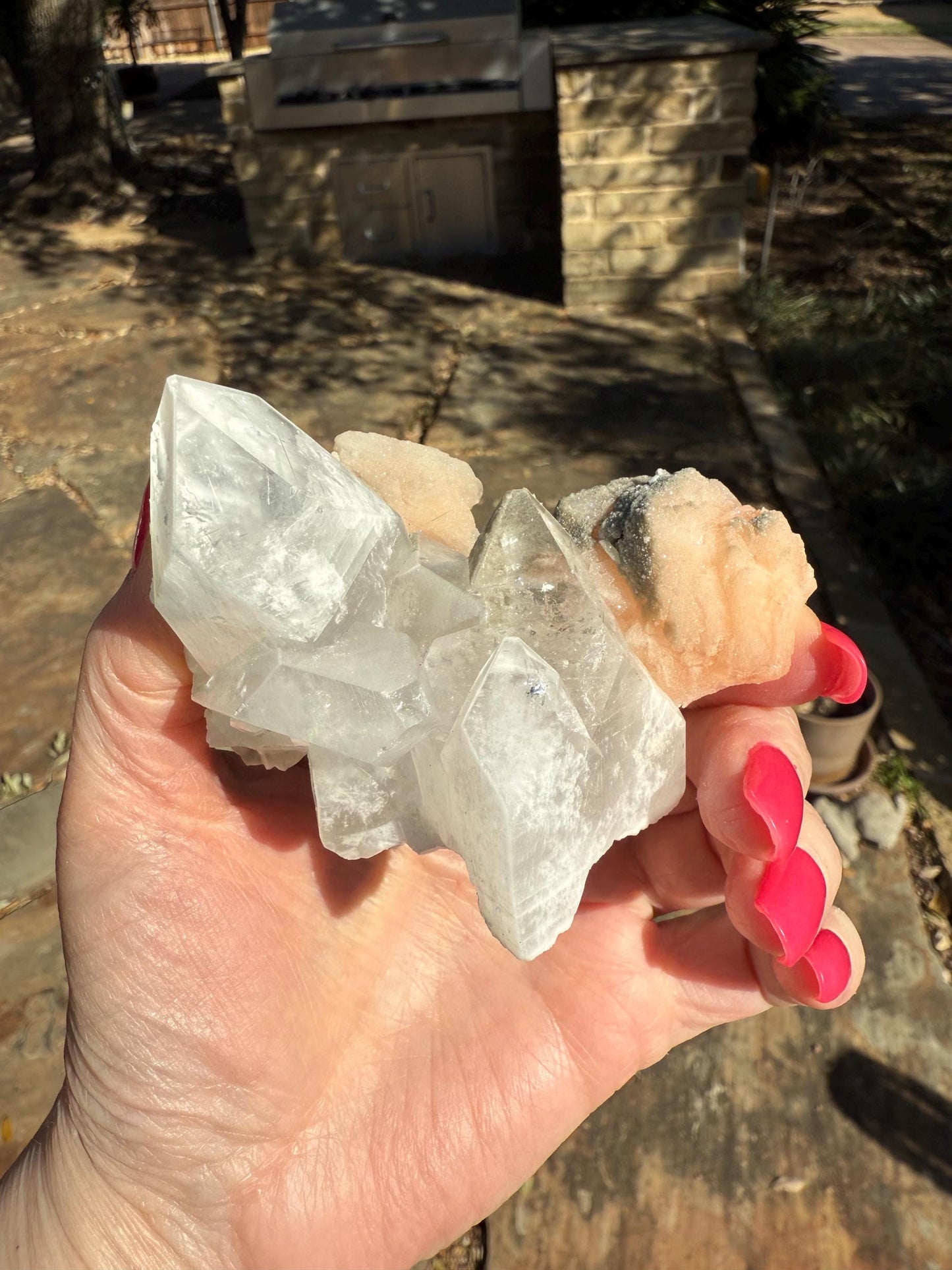 Apophyllite Fairy Bed with points like diamonds, new, peach stilbite, high vibration crystals, gifts, altar
