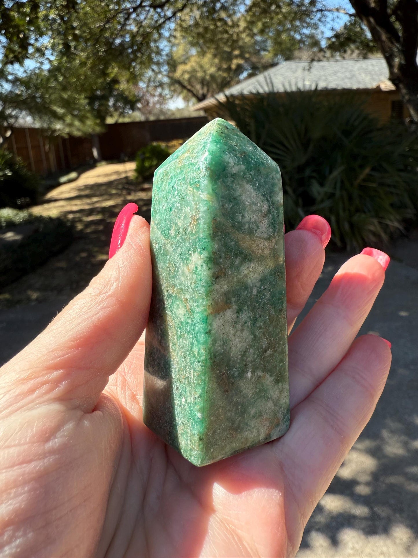 Green Aventurine Tower, New, Gifts, abundance, wand, high vibration crystal healing, 3.25”