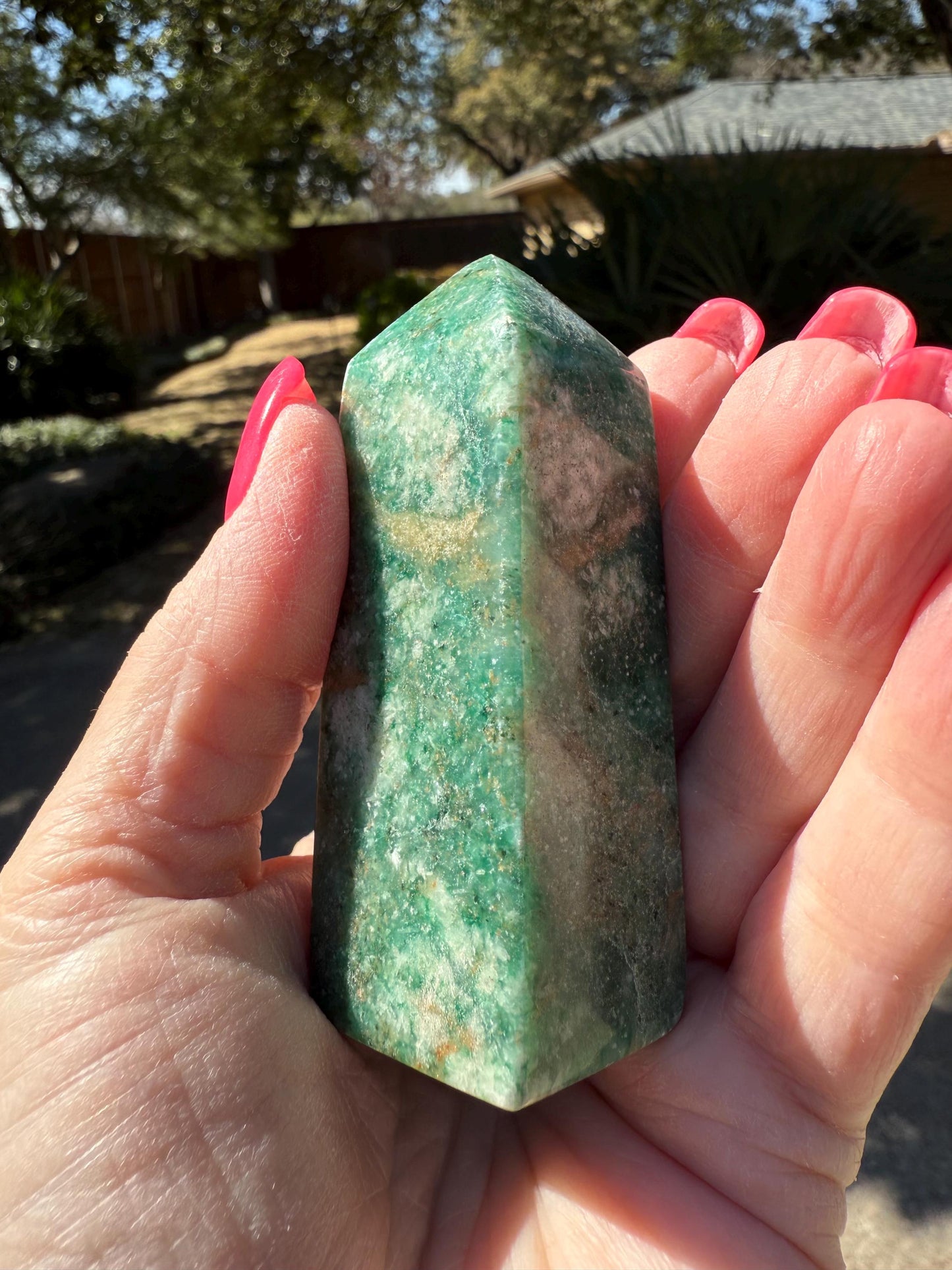 Green Aventurine Tower, New, Gifts, abundance, wand, high vibration crystal healing, 3.25”