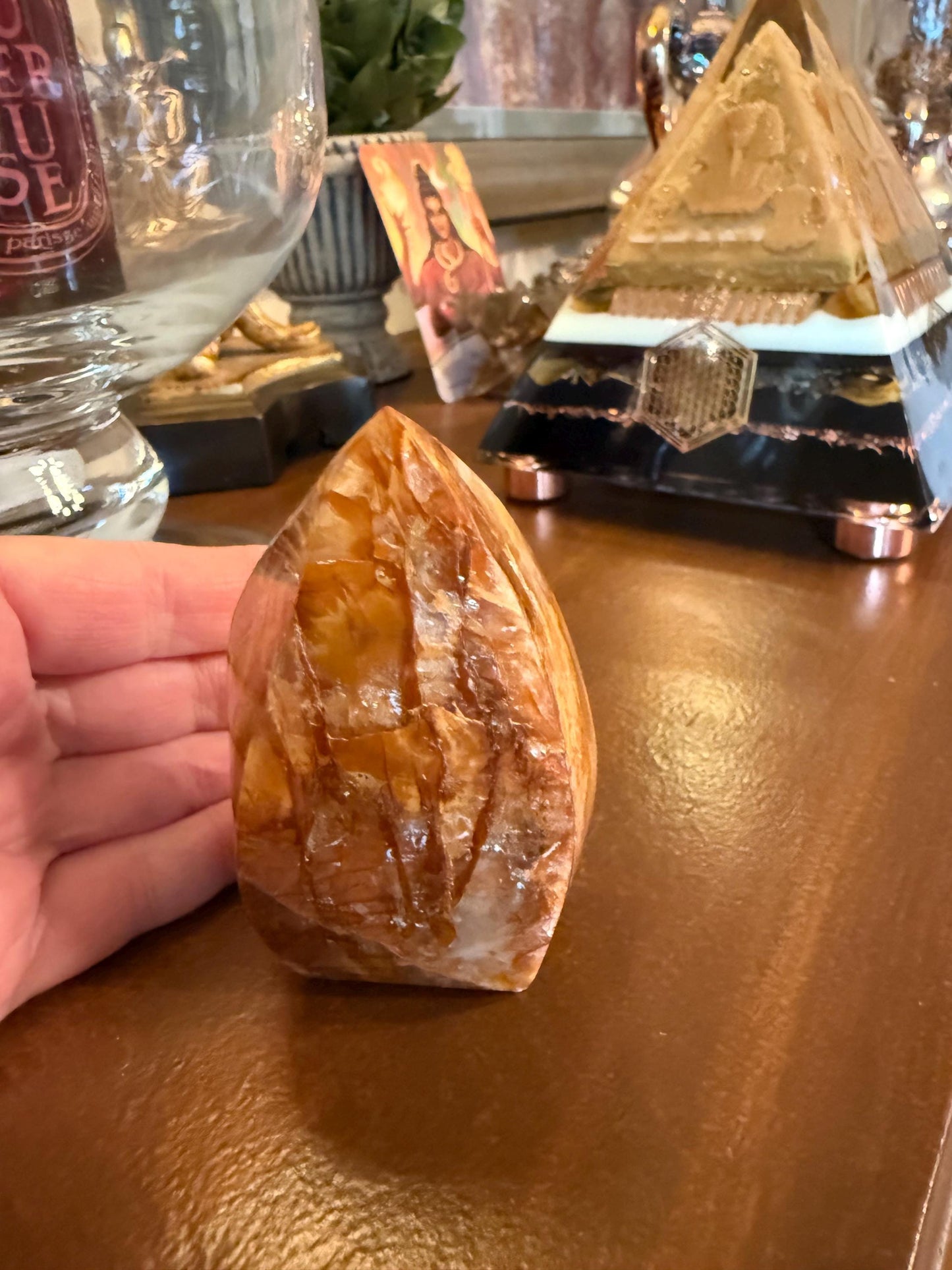 Golden Healer Flame, new, altar, gifts, tarot, crystal healing, high vibration crystals, 3.25”