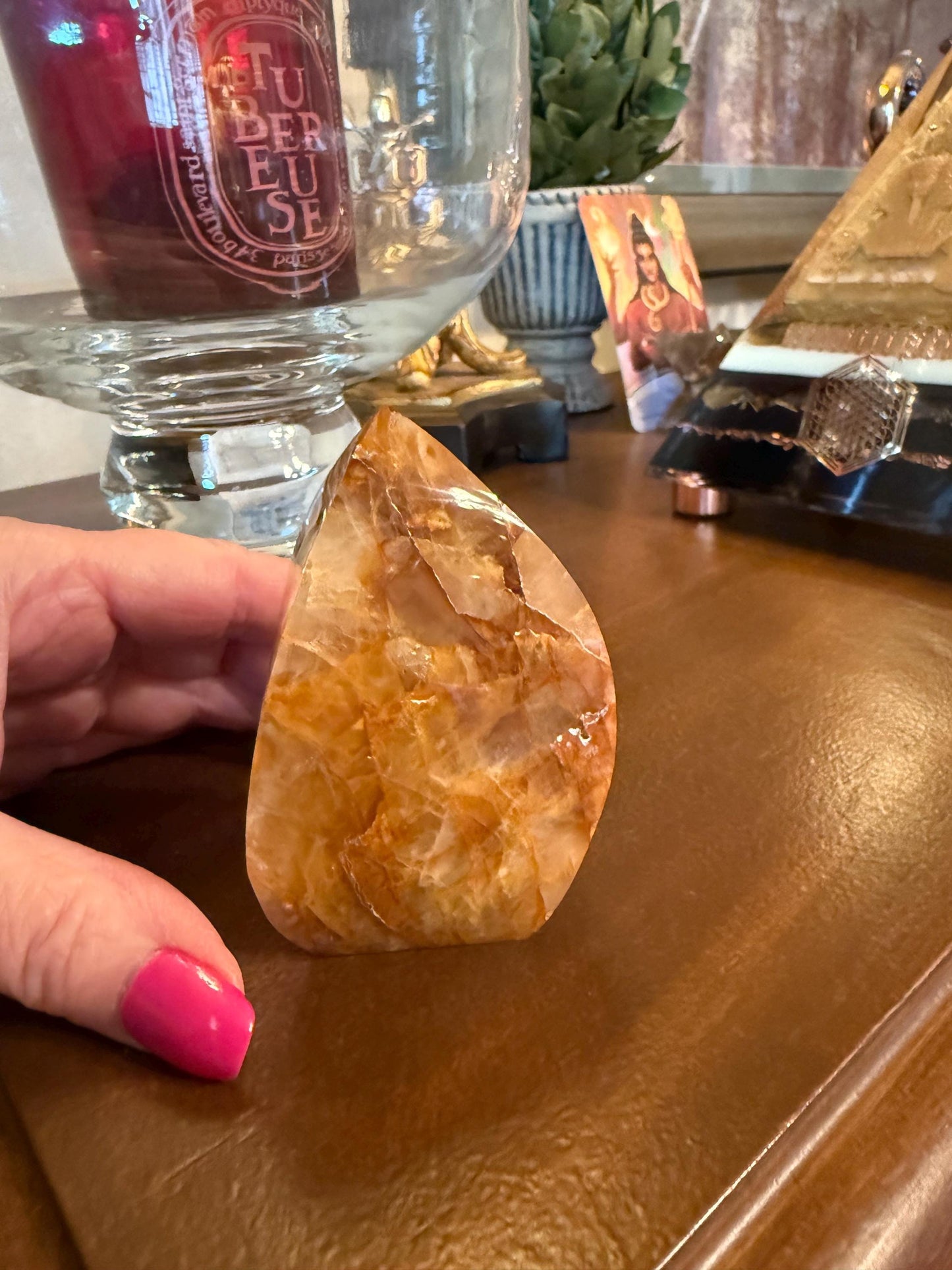 Golden Healer Flame, new, altar, gifts, tarot, crystal healing, high vibration crystals, 3.25”