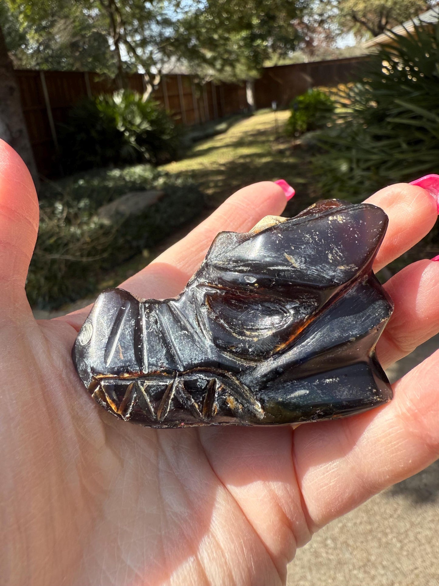 Amber Dragon Skull 2.75”, New, Crystal Healing, High Vibration Crystals, altar, gift, authentic amber