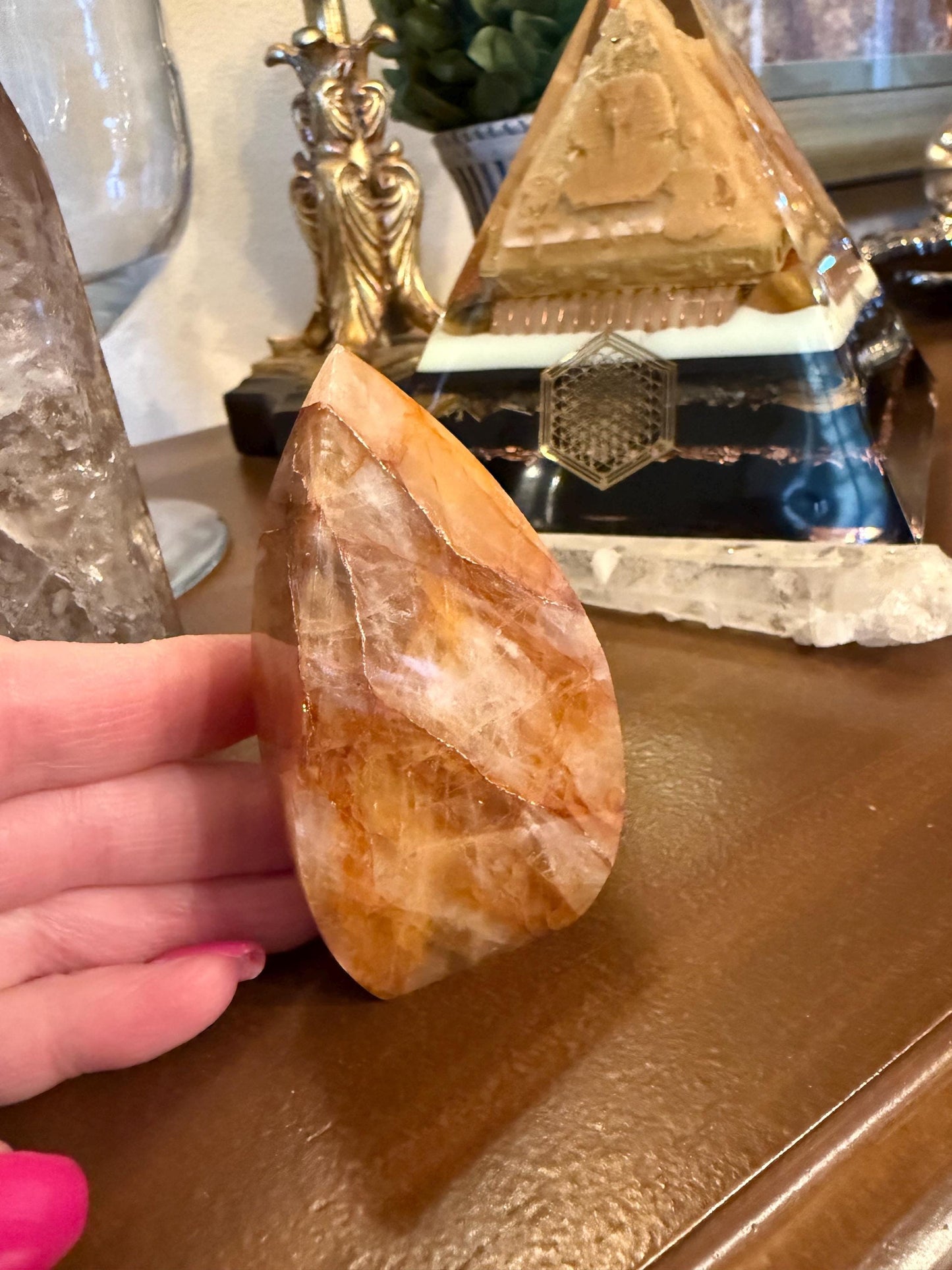 Golden Healer Flame, new, altar, gifts, tarot, crystal healing, high vibration crystals, 3.5”