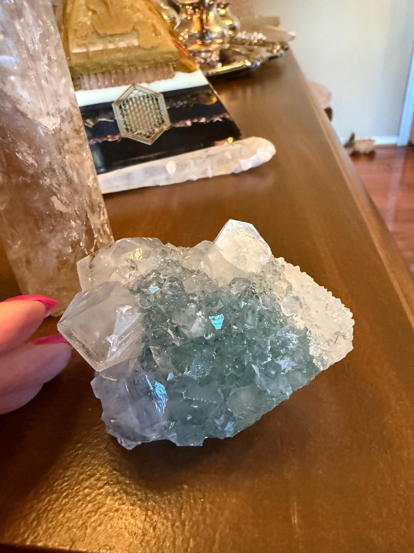 Apophyllite Fairy Rosette Bed with points like diamonds, new, high vibration crystals, gifts, altar, 3.5”