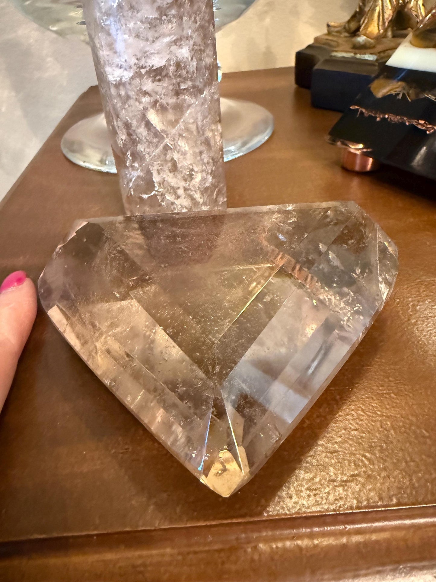 Stunning Smoky Lemurian Polished Heart, new, high quality, 4.5”, crystal healing, gift