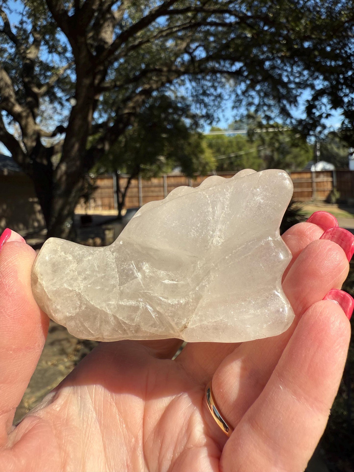 Quartz Crystal Dragon Head Skull, 2.75”, new, beautiful carving, crystals healing practice, gift, altar