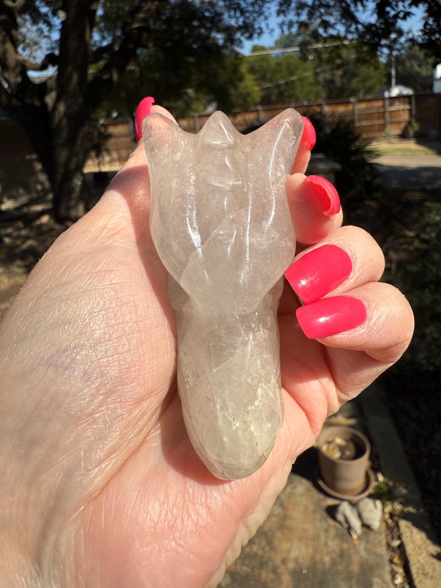 Quartz Crystal Dragon Head Skull, 2.75”, new, beautiful carving, crystals healing practice, gift, altar