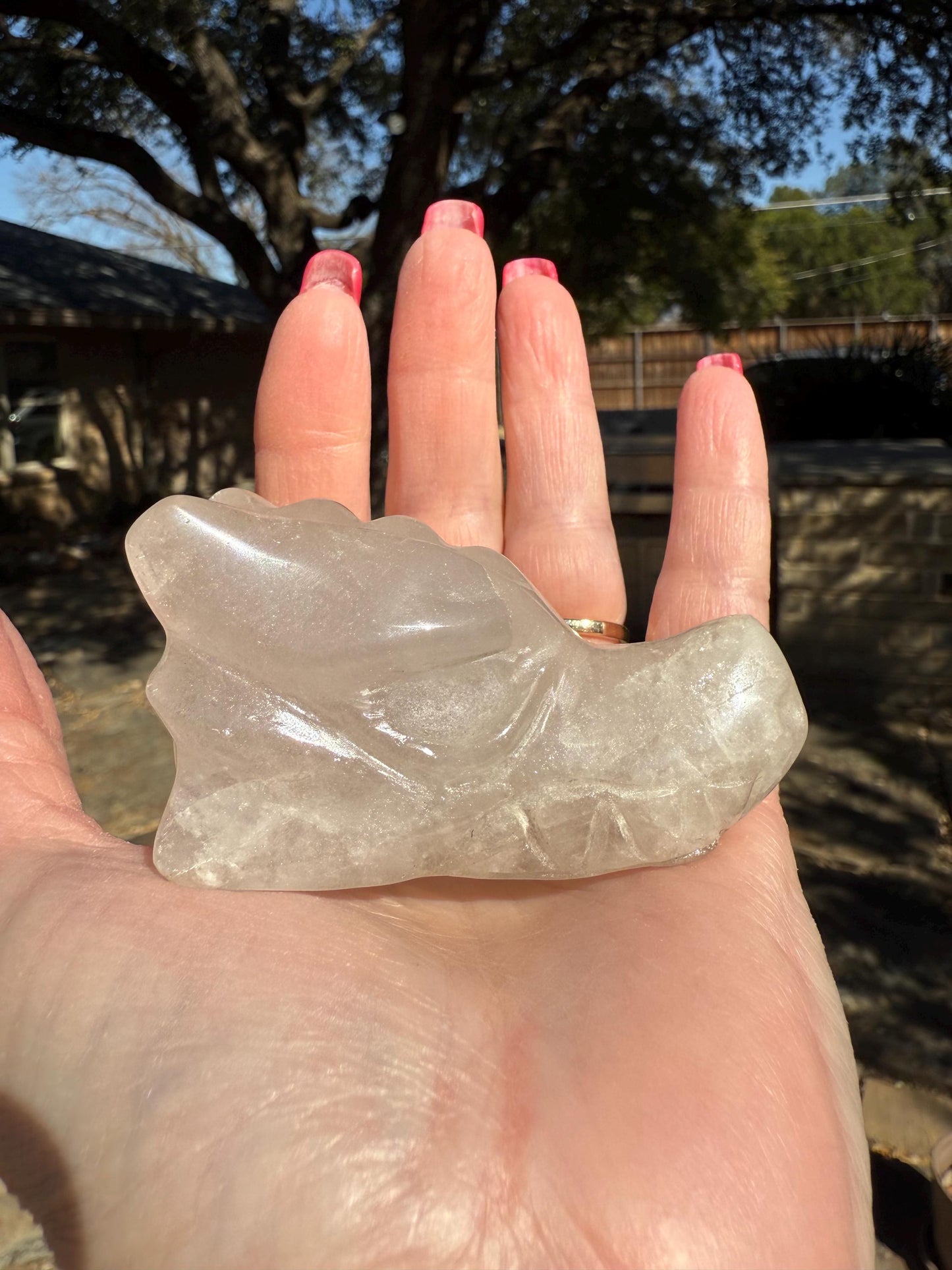 Quartz Crystal Dragon Head Skull, 2.75”, new, beautiful carving, crystals healing practice, gift, altar