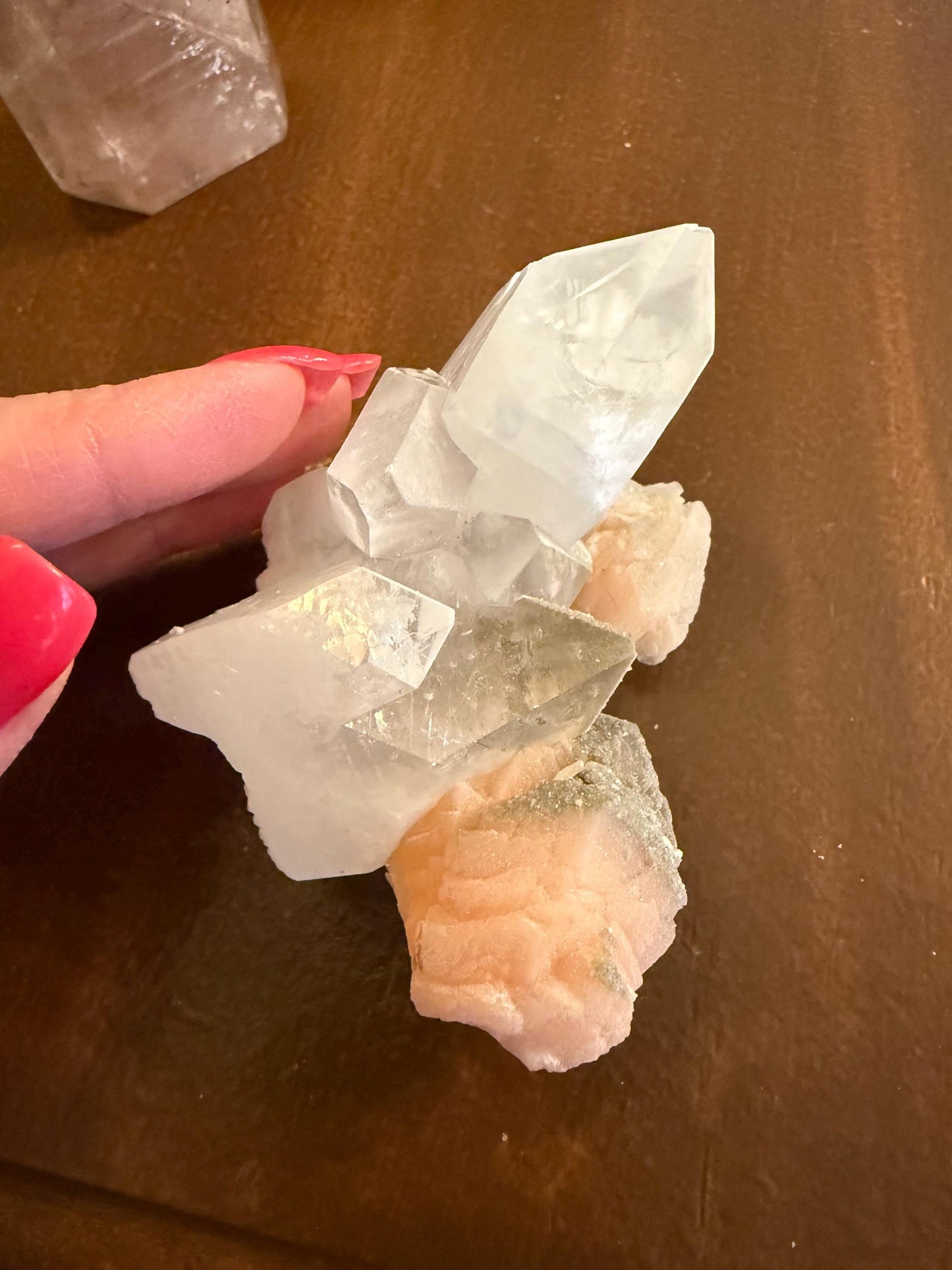 Apophyllite Fairy Bed with points like diamonds, new, peach stilbite, high vibration crystals, gifts, altar
