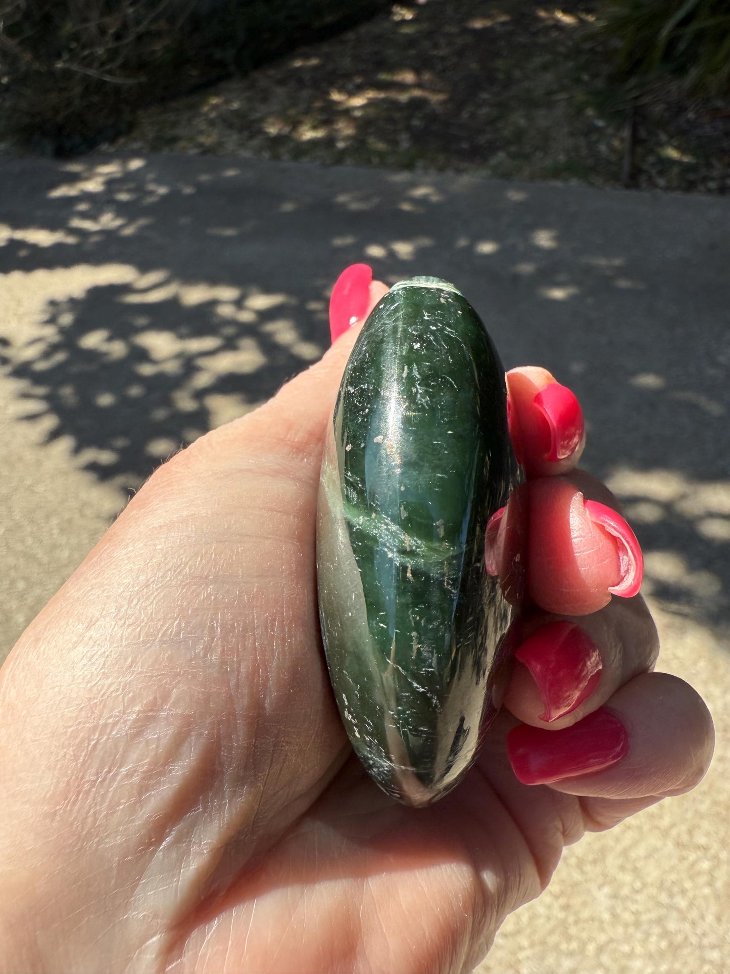 Jumbo Nephrite Jade Palm Stone, Premium, 2.5”, gift, new, healing crystals