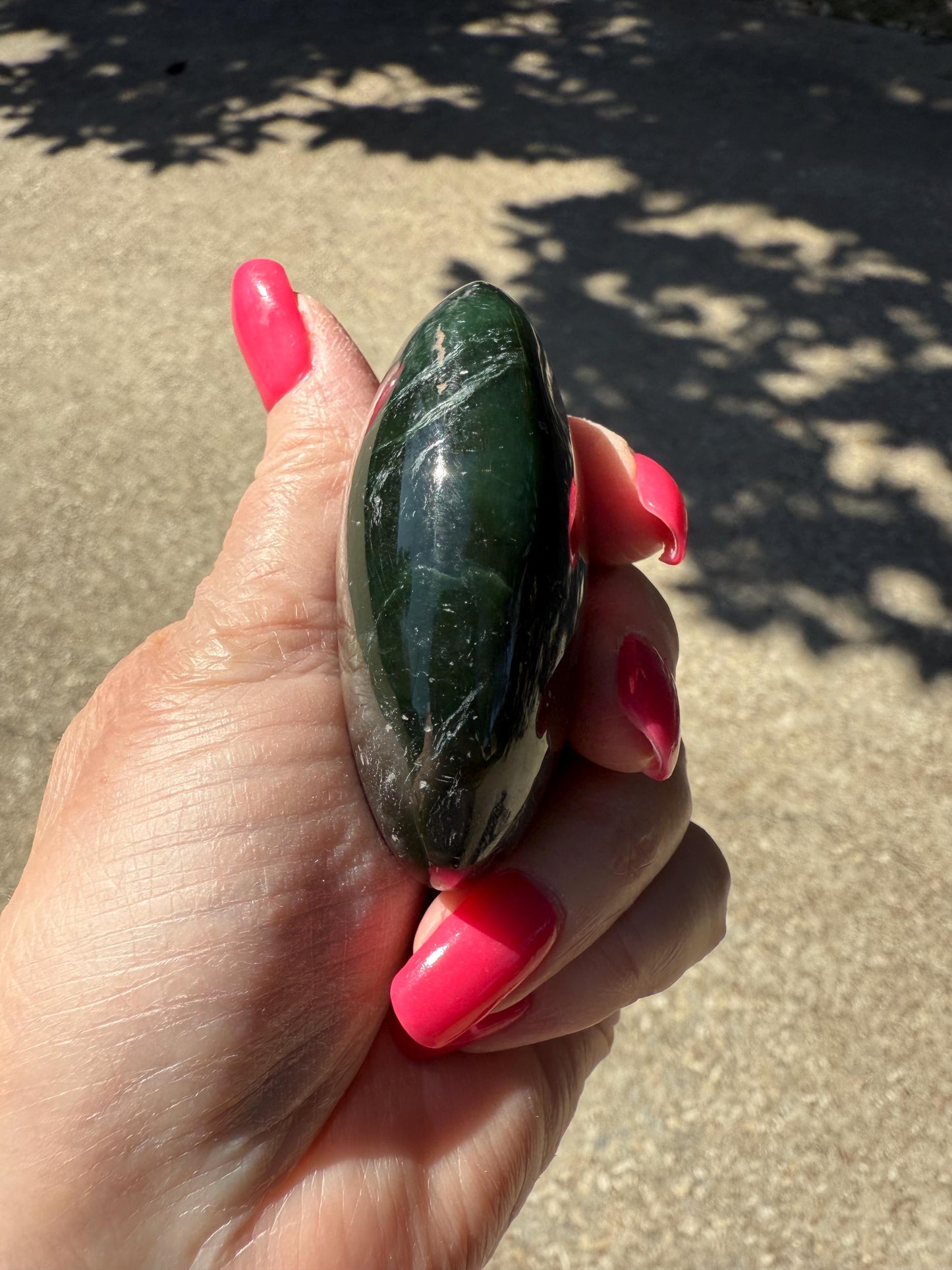 Jumbo Nephrite Jade Palm Stone, Premium, 2.5”, gift, new, healing crystals