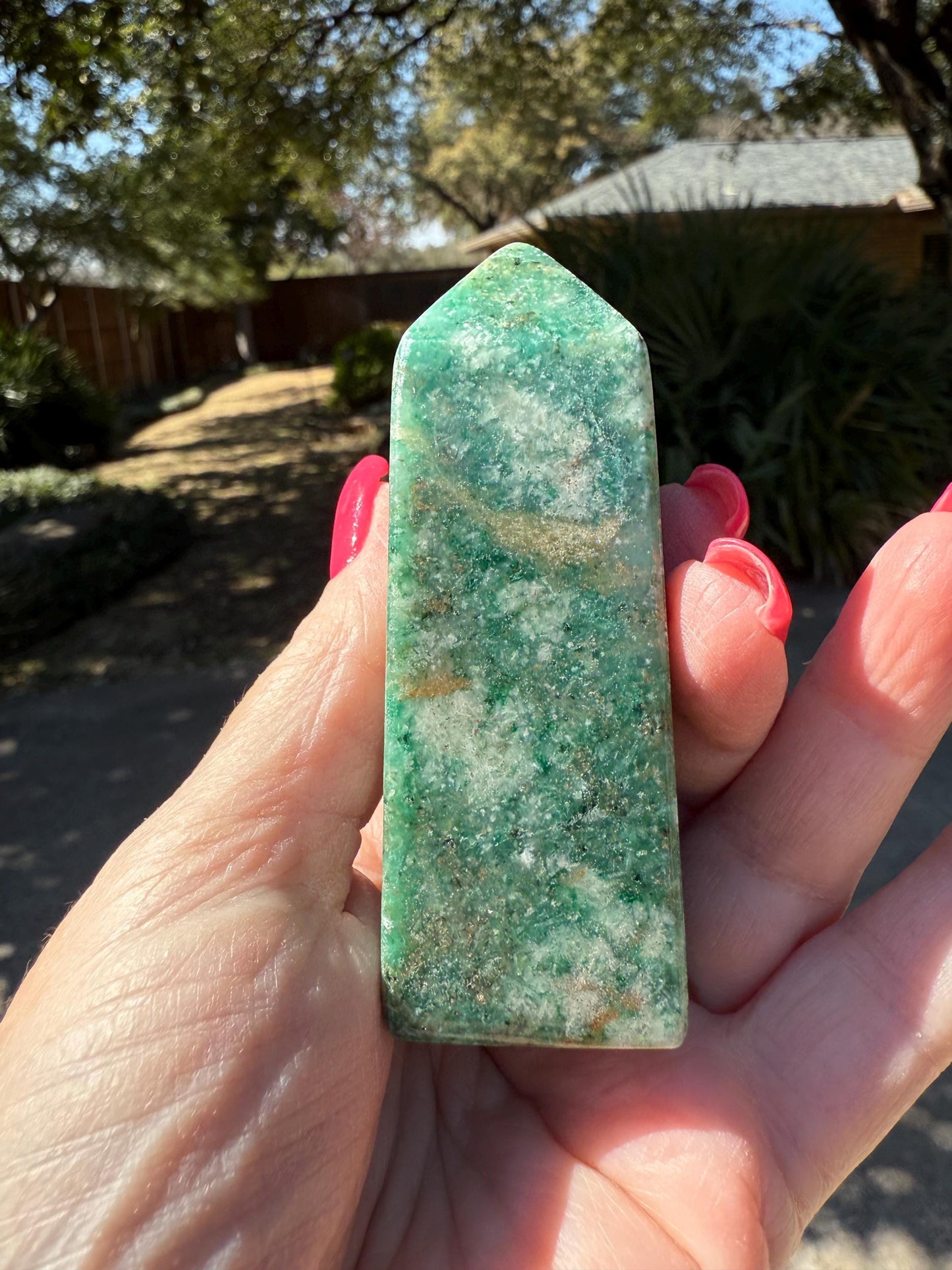 Green Aventurine Tower, New, Gifts, abundance, wand, high vibration crystal healing, 3.25”
