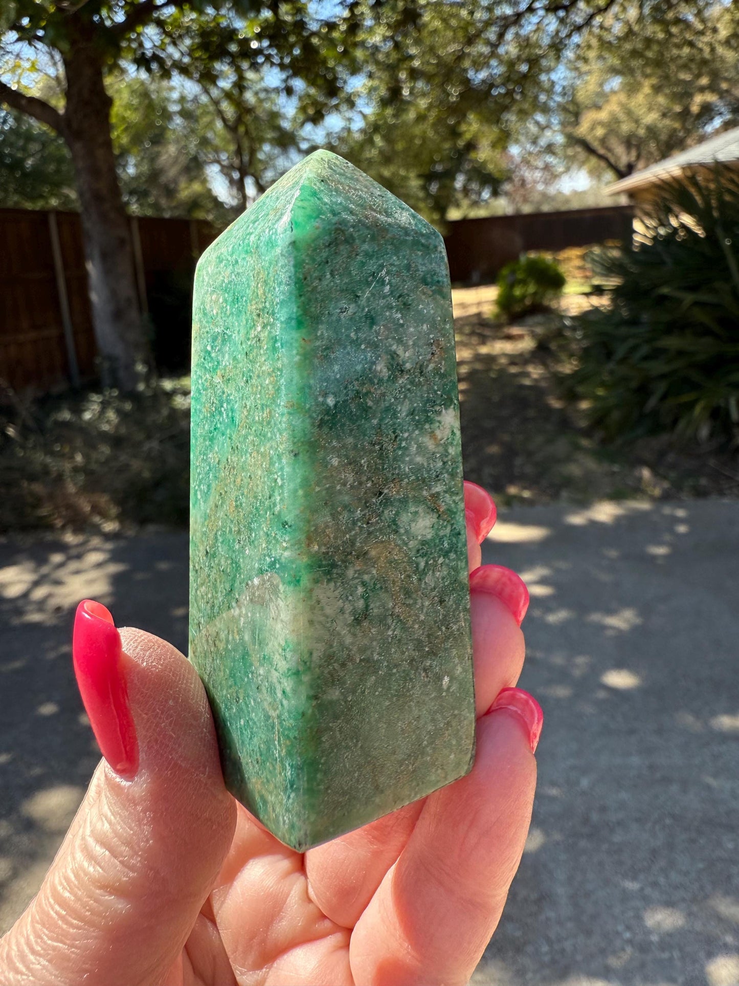 Green Aventurine Tower, New, Gifts, abundance, wand, high vibration crystal healing, 3.25”