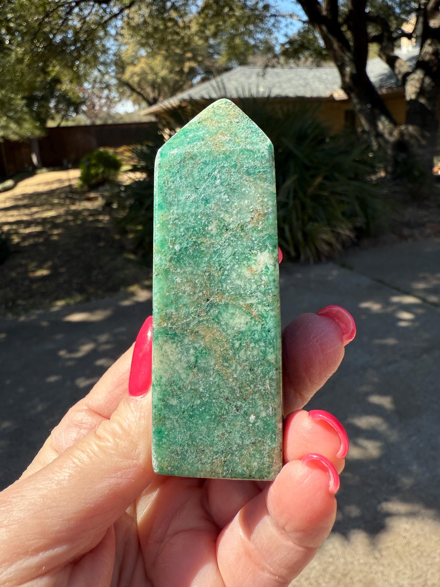 Green Aventurine Tower, New, Gifts, abundance, wand, high vibration crystal healing, 3.25”
