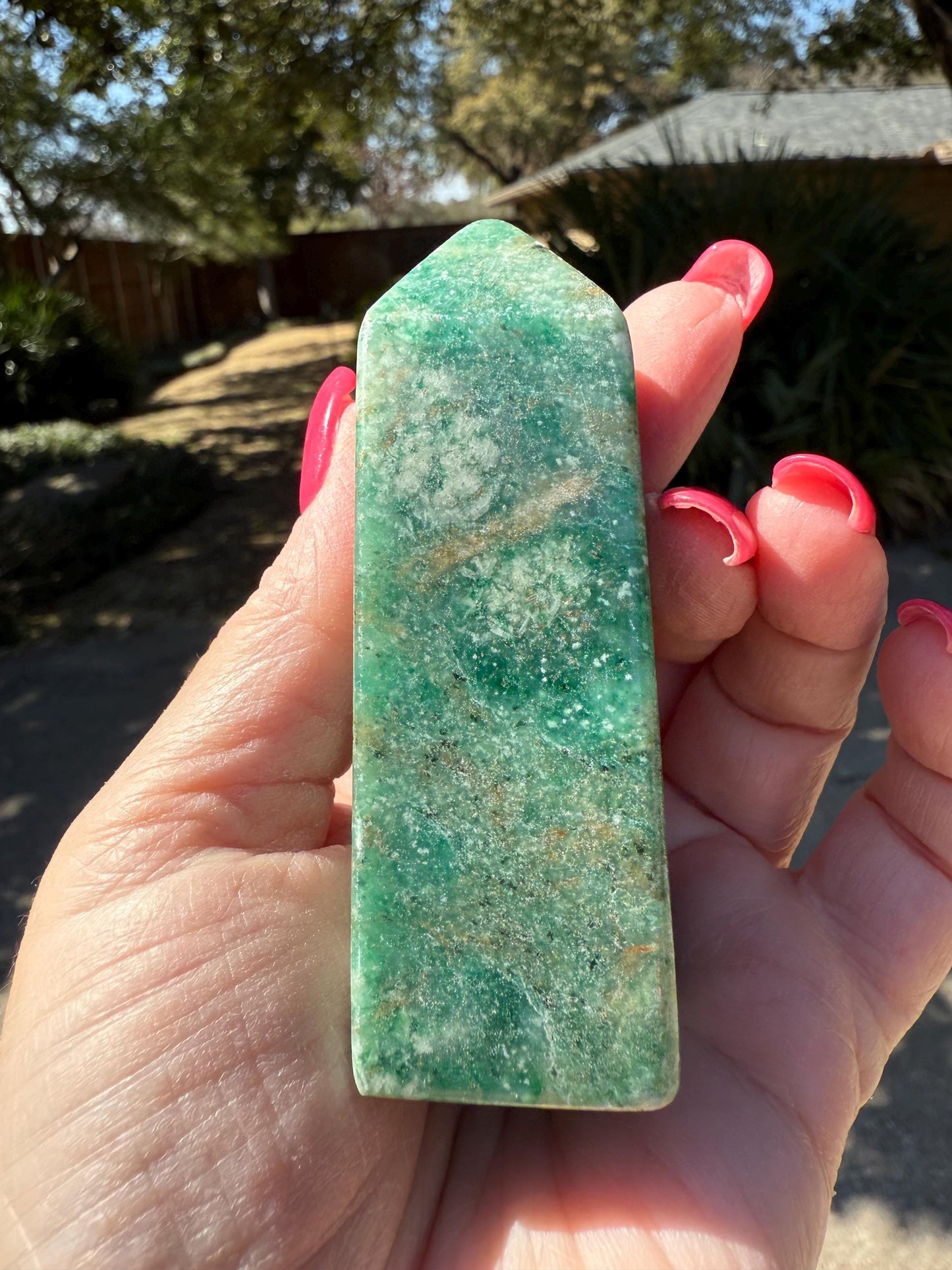 Green Aventurine Tower, New, Gifts, abundance, wand, high vibration crystal healing, 3.25”