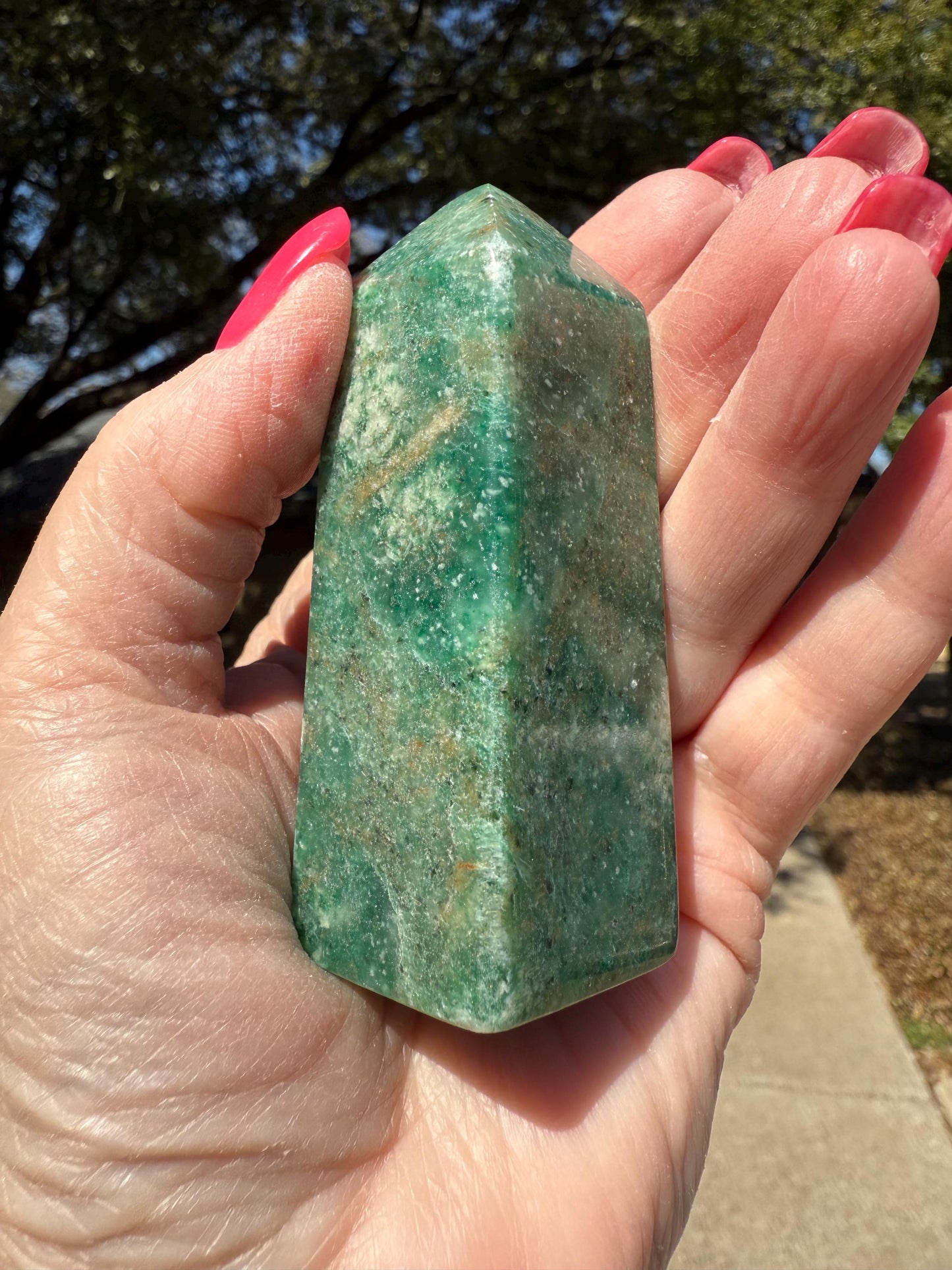 Green Aventurine Tower, New, Gifts, abundance, wand, high vibration crystal healing, 3.25”