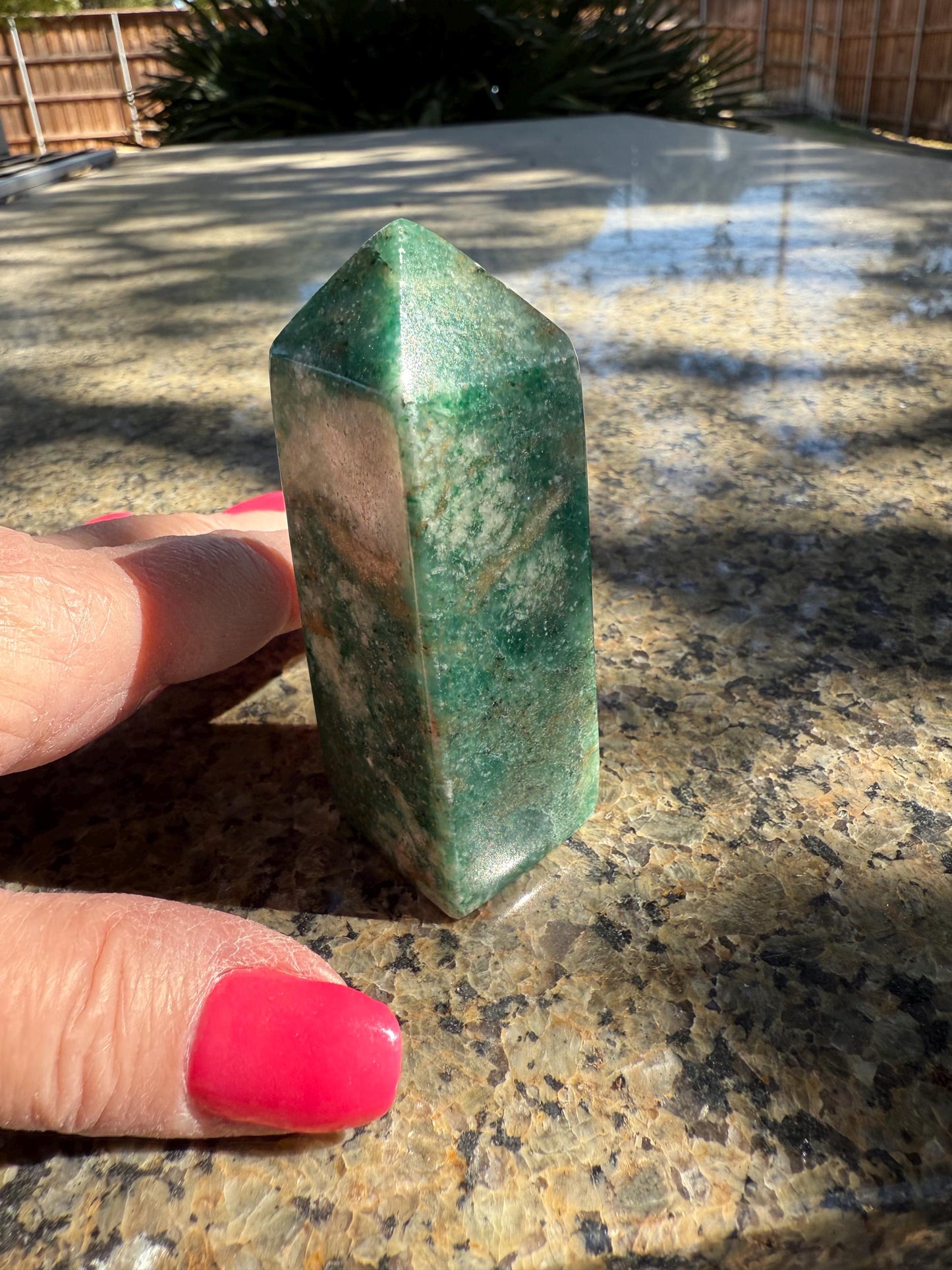 Green Aventurine Tower, New, Gifts, abundance, wand, high vibration crystal healing, 3.25”