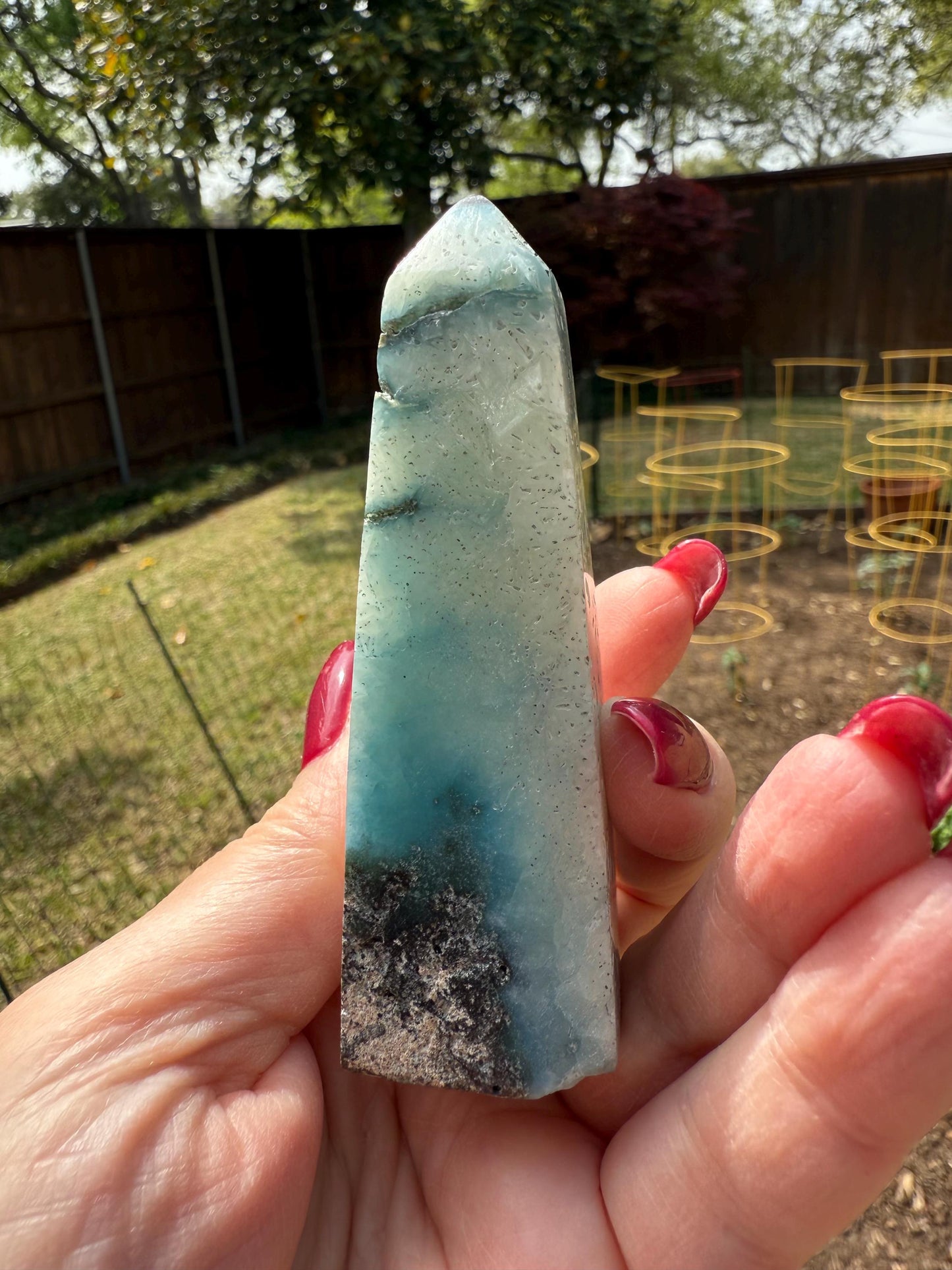 Twinkly Nakauriite Tower, 3.5”, New, Altar, high vibration crystals, Blue Ice, healing crystals, high quality Glacierite