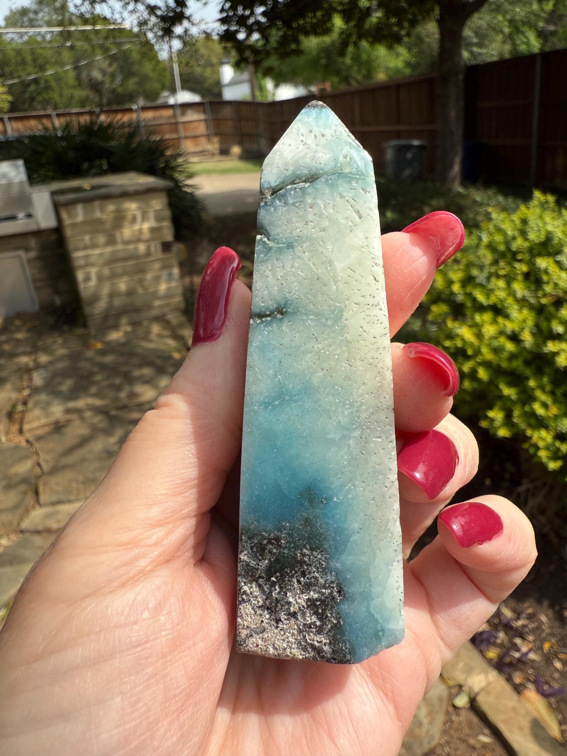 Twinkly Nakauriite Tower, 3.5”, New, Altar, high vibration crystals, Blue Ice, healing crystals, high quality Glacierite