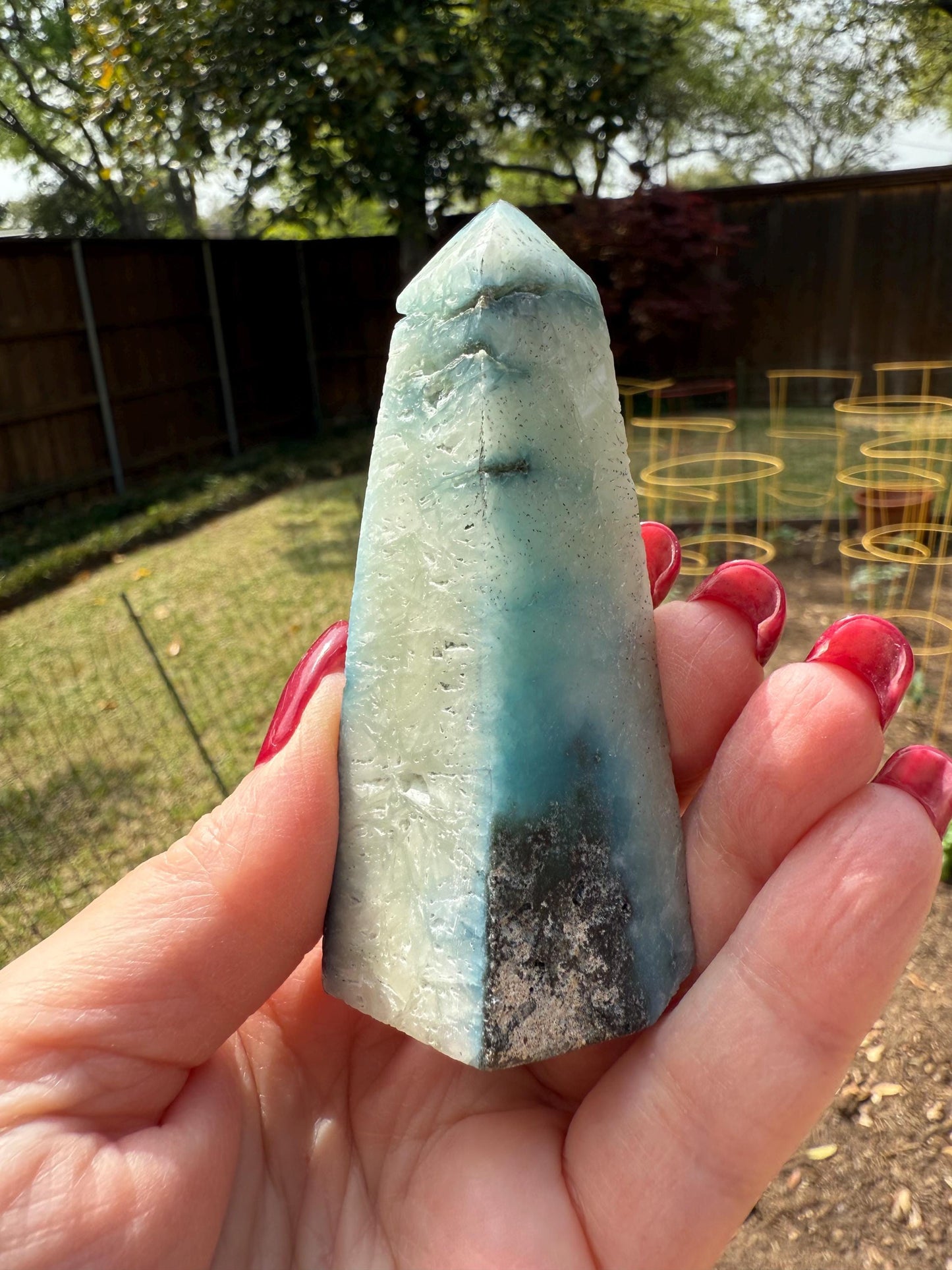 Twinkly Nakauriite Tower, 3.5”, New, Altar, high vibration crystals, Blue Ice, healing crystals, high quality Glacierite