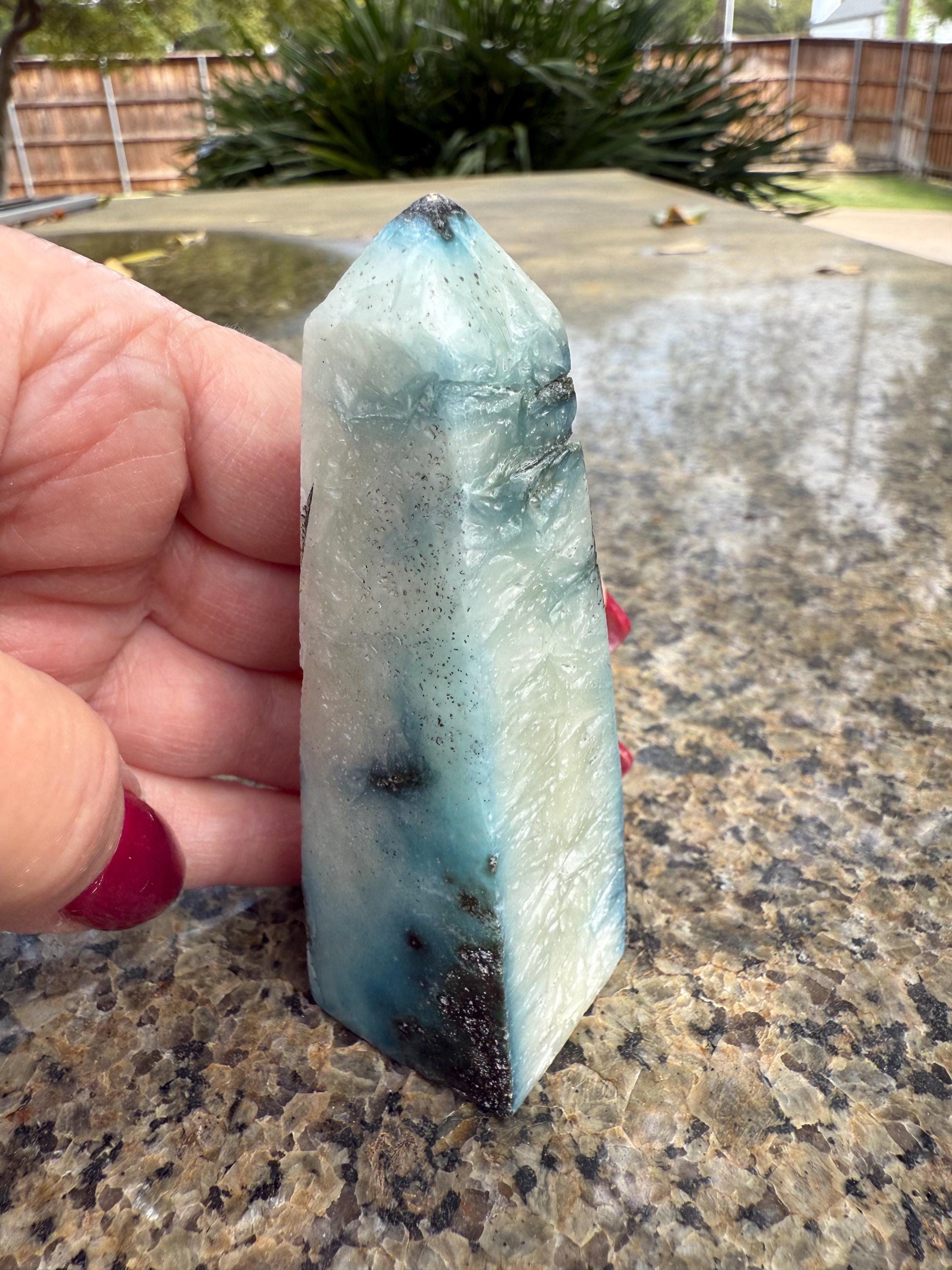 Twinkly Nakauriite Tower, 3.5”, New, Altar, high vibration crystals, Blue Ice, healing crystals, high quality Glacierite