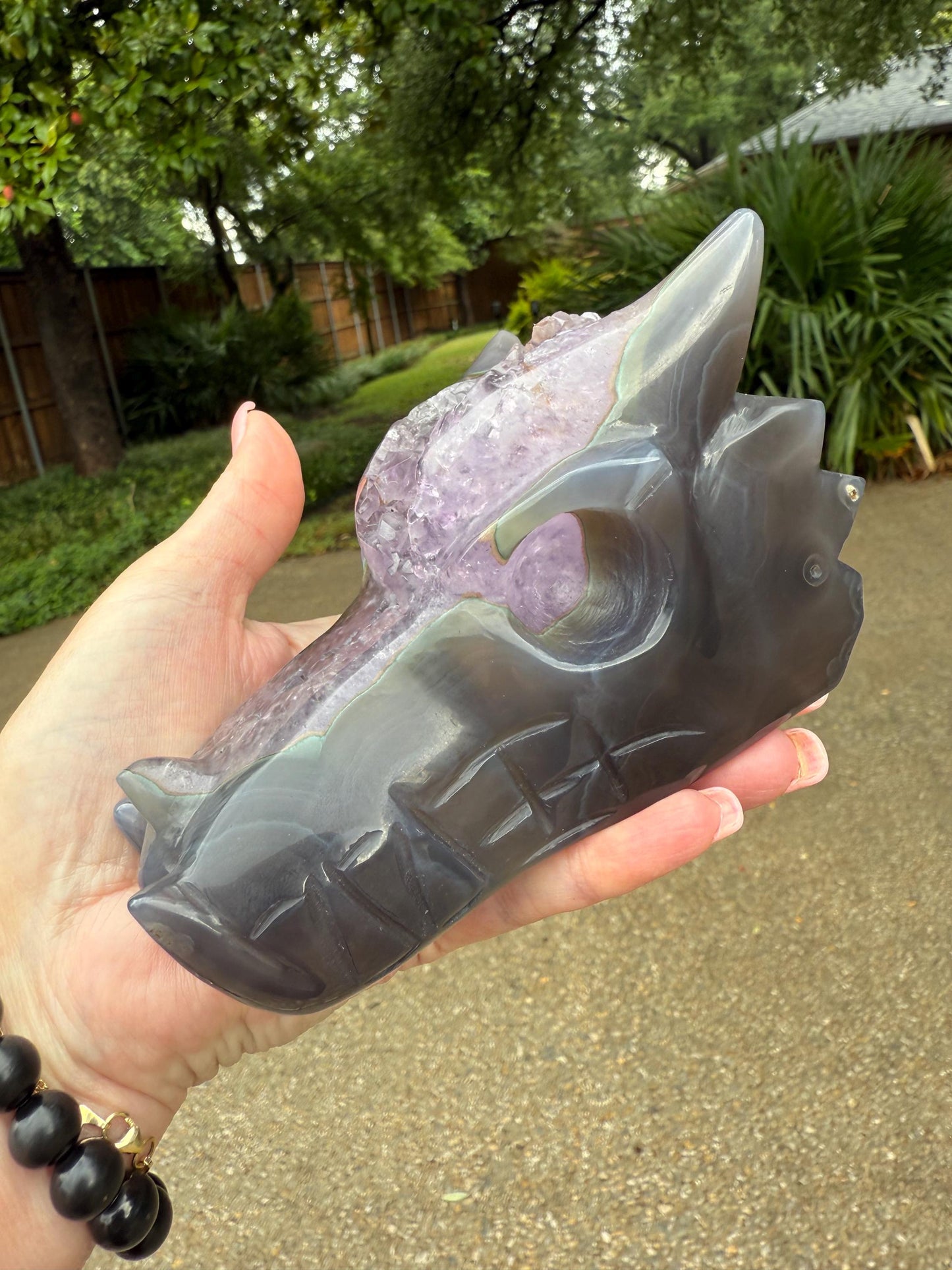 Amethyst Crown Druzy Dragon, 5”, crystal healing, gifts, altar, high vibration crystals