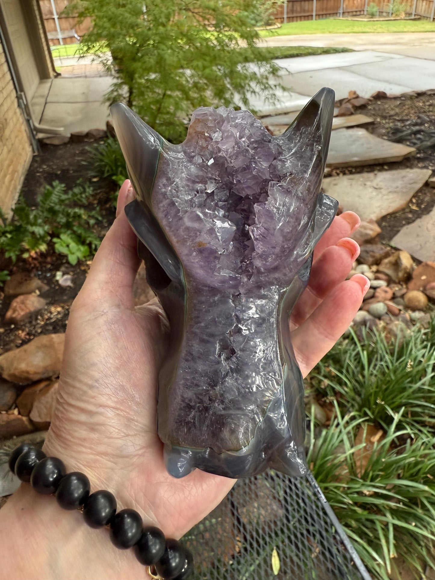 Amethyst Crown Druzy Dragon, 5”, crystal healing, gifts, altar, high vibration crystals