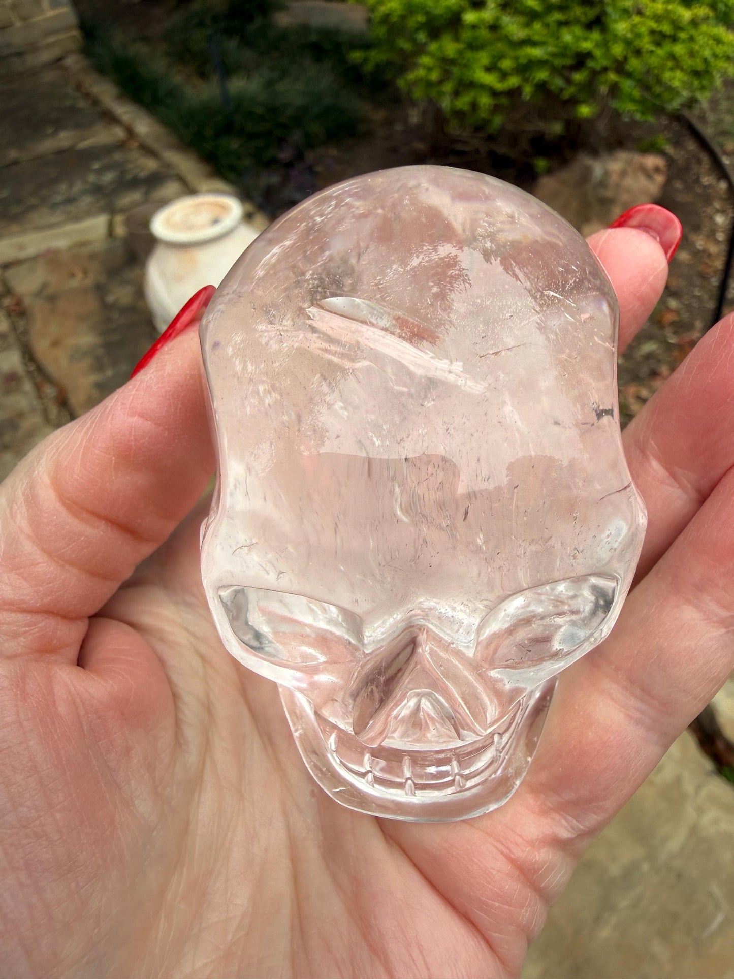 Lemurian Quartz stunning skull carving, high vibration crystals, altar, 3”