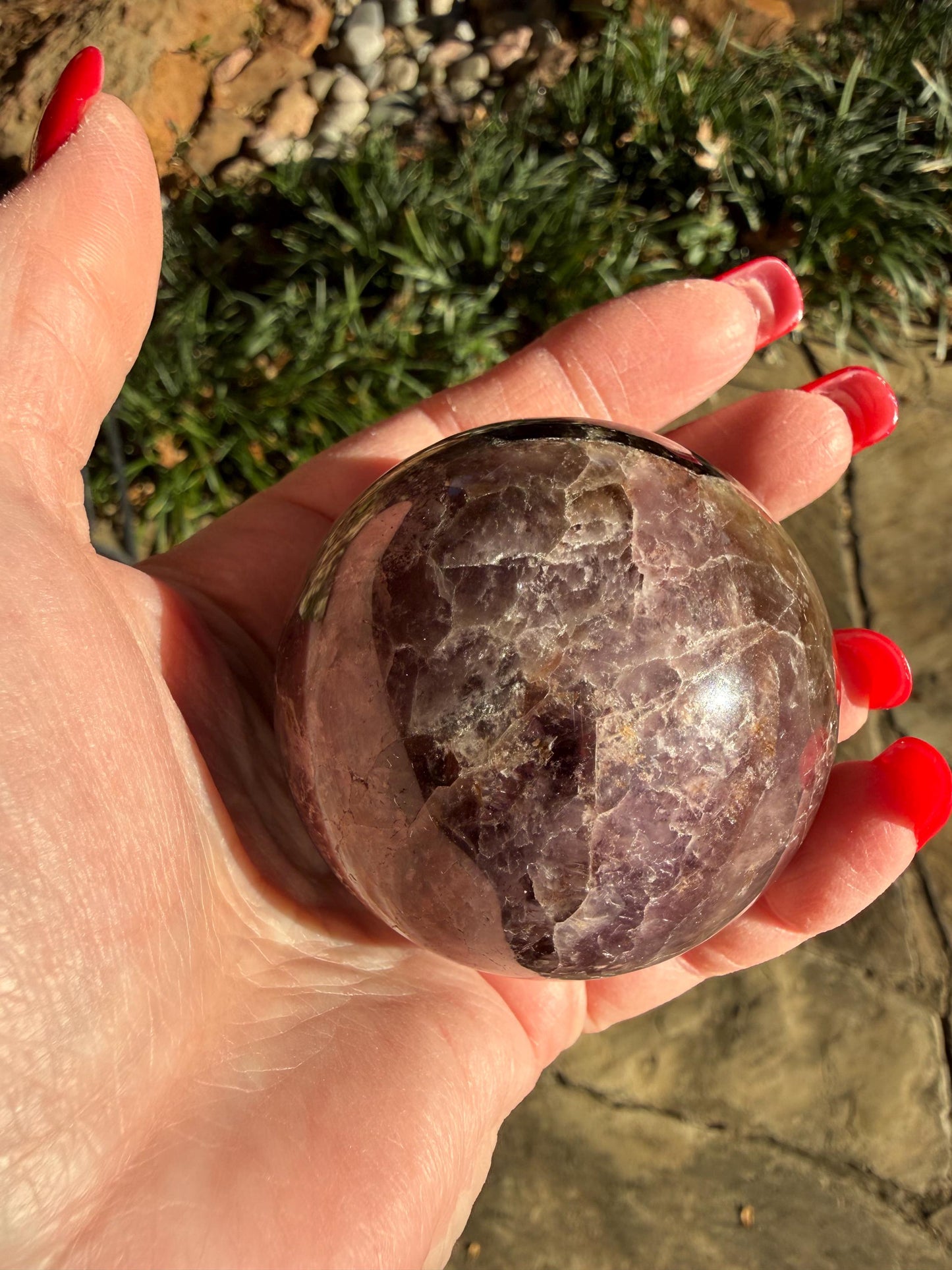 Large Super 7 sphere, New, 7.1”, gifts, altar, high vibration crystal, crystals