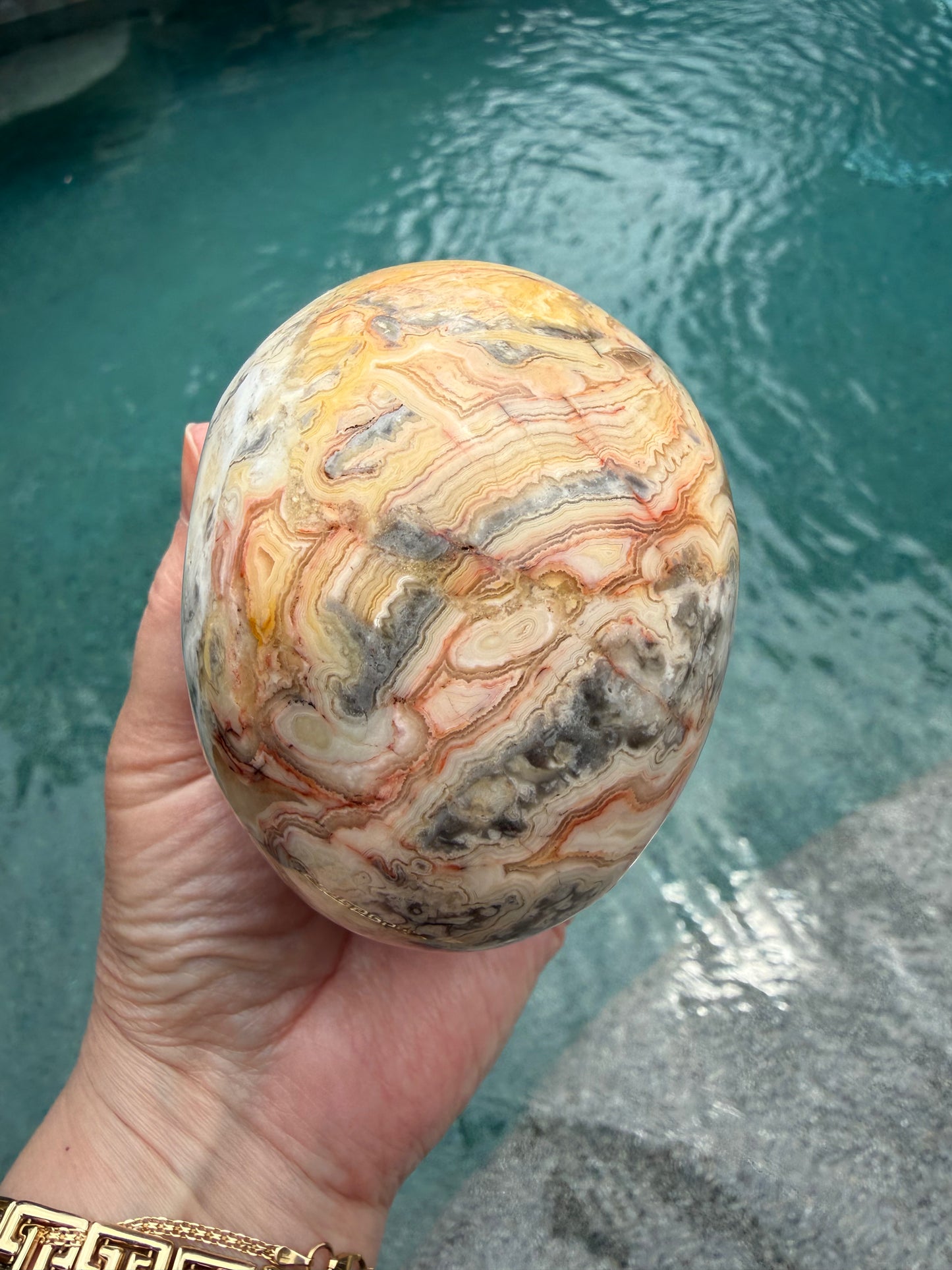 Crazy Lace Agate 4” Skull, rare authentic carving, high vibration