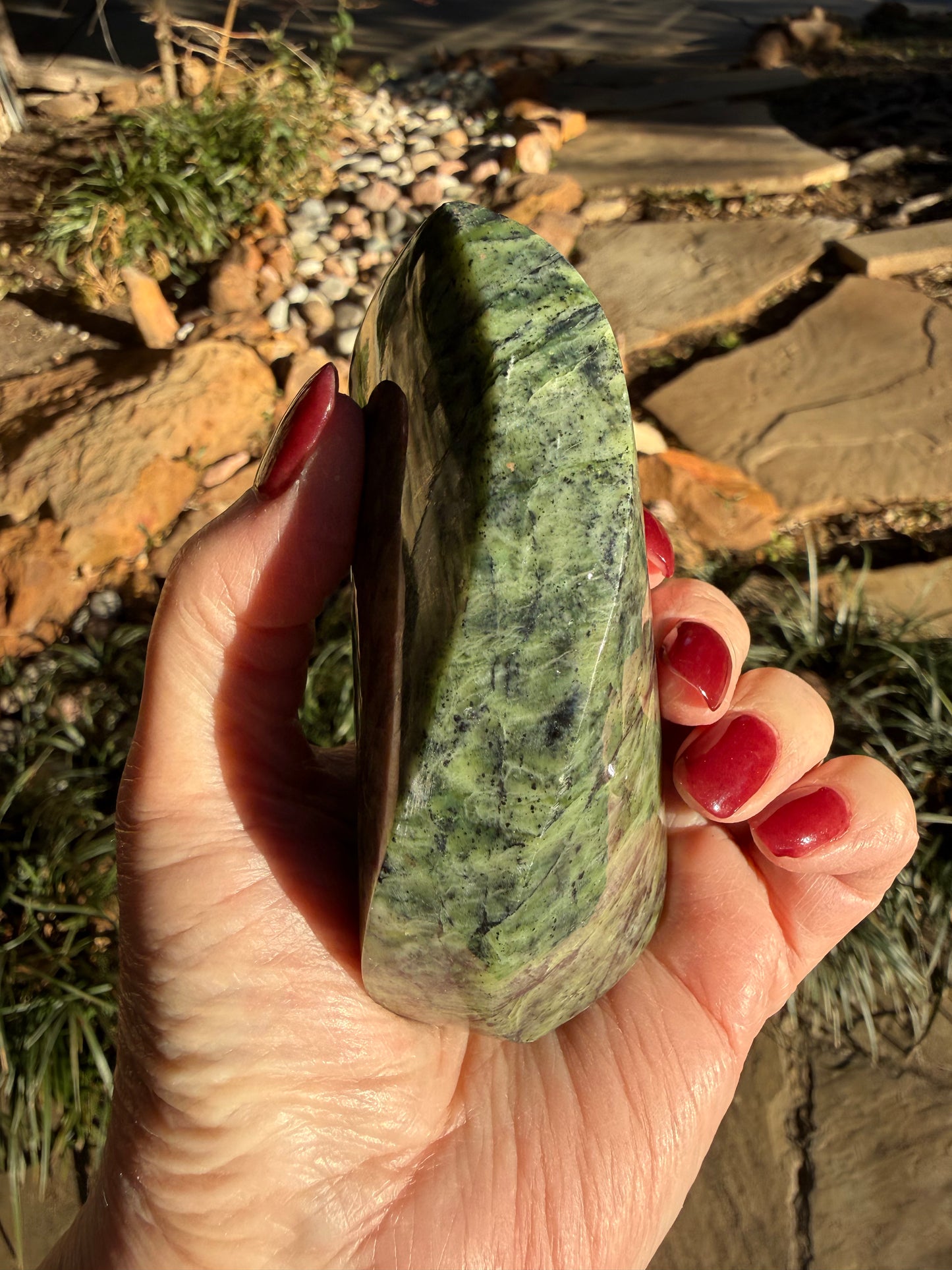 Jungle Jade Flame, Exquisite, approx 4.25”, gift, new in shop, healing crystals