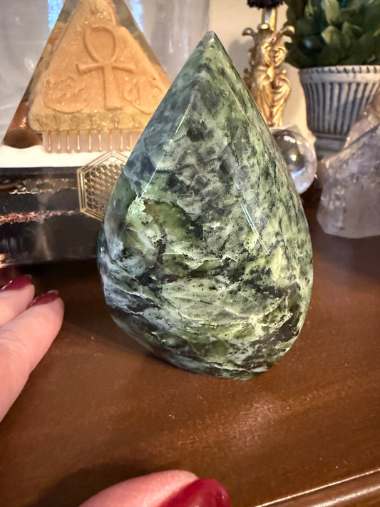 Jungle Jade Flame, Exquisite, approx 4.25”, gift, new in shop, healing crystals