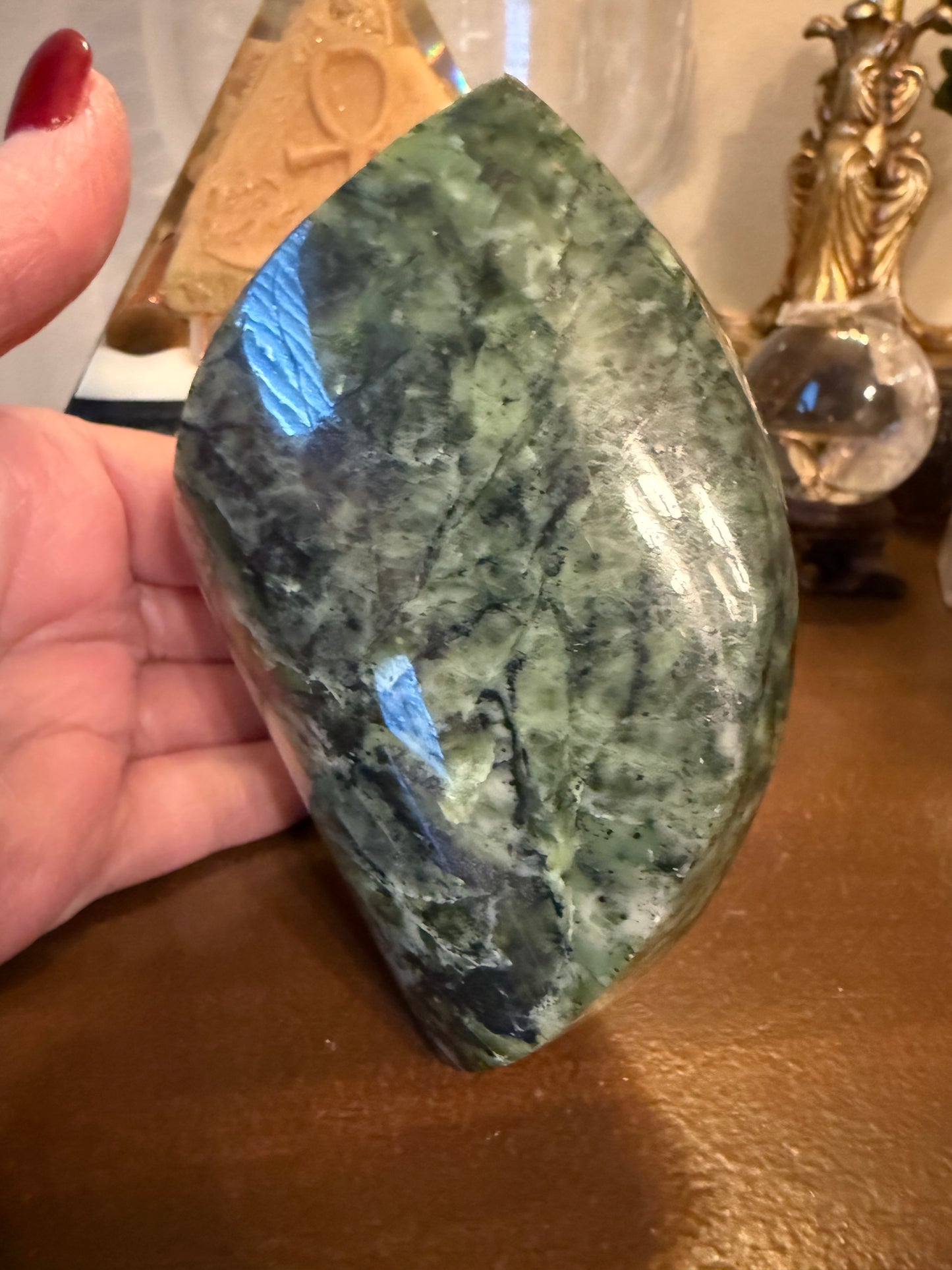 Jungle Jade Flame, Exquisite, approx 4.25”, gift, new in shop, healing crystals
