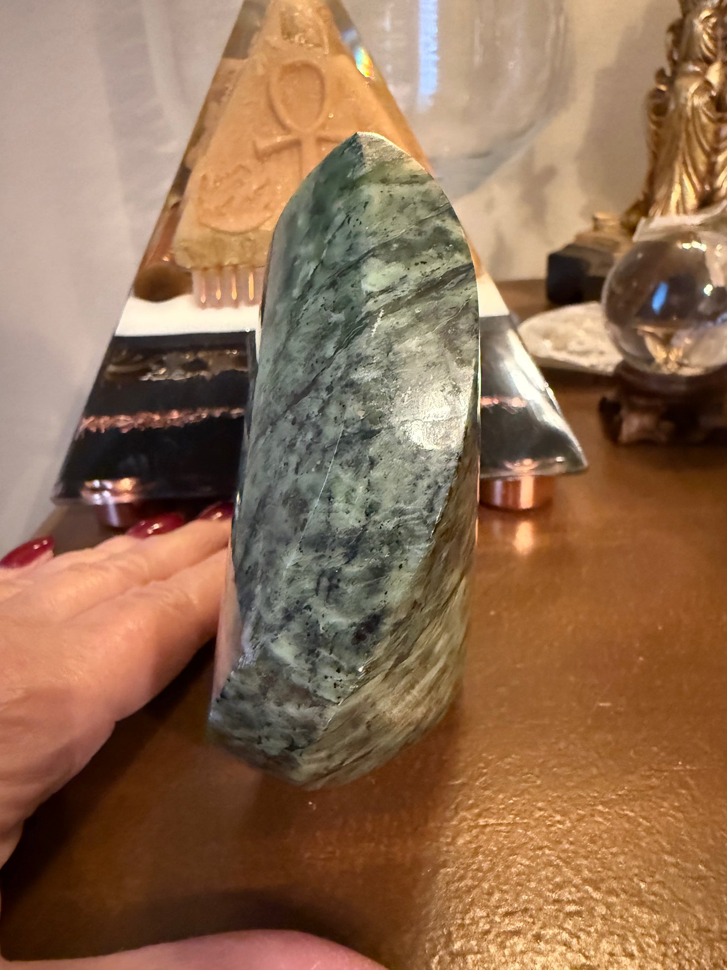 Jungle Jade Flame, Exquisite, approx 4.25”, gift, new in shop, healing crystals
