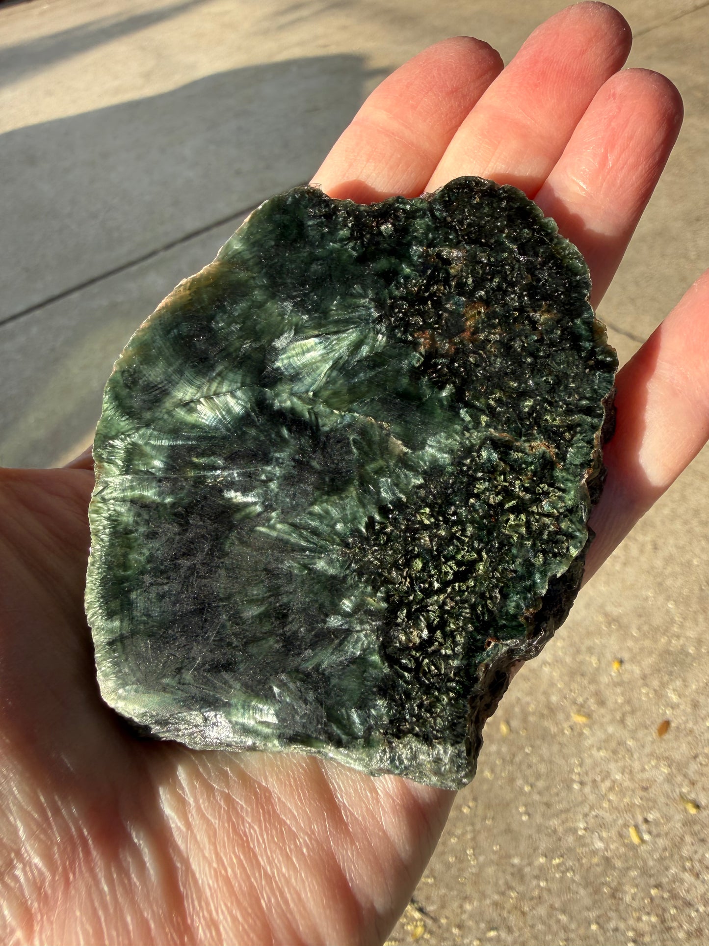 Seraphinite slice 3.25”, rare, beautiful with wings