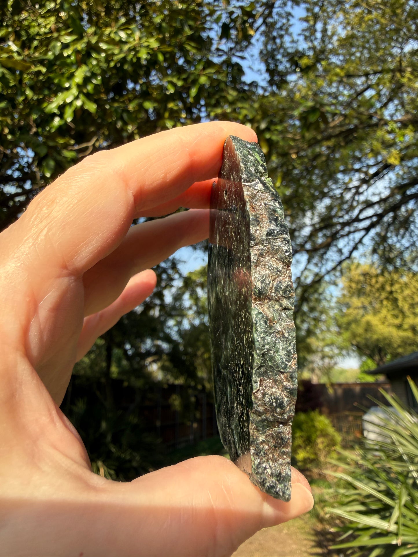 Seraphinite slice 3.25”, rare, beautiful with wings