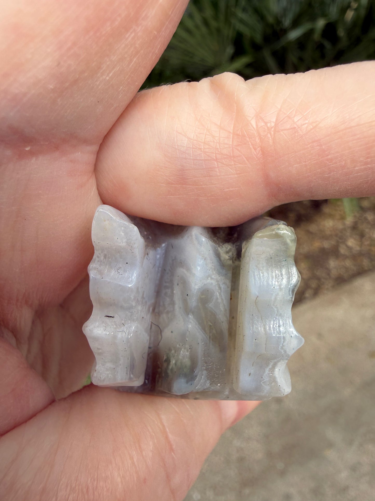 Blue Chalcedony Moss Agate Dragon 2”, New